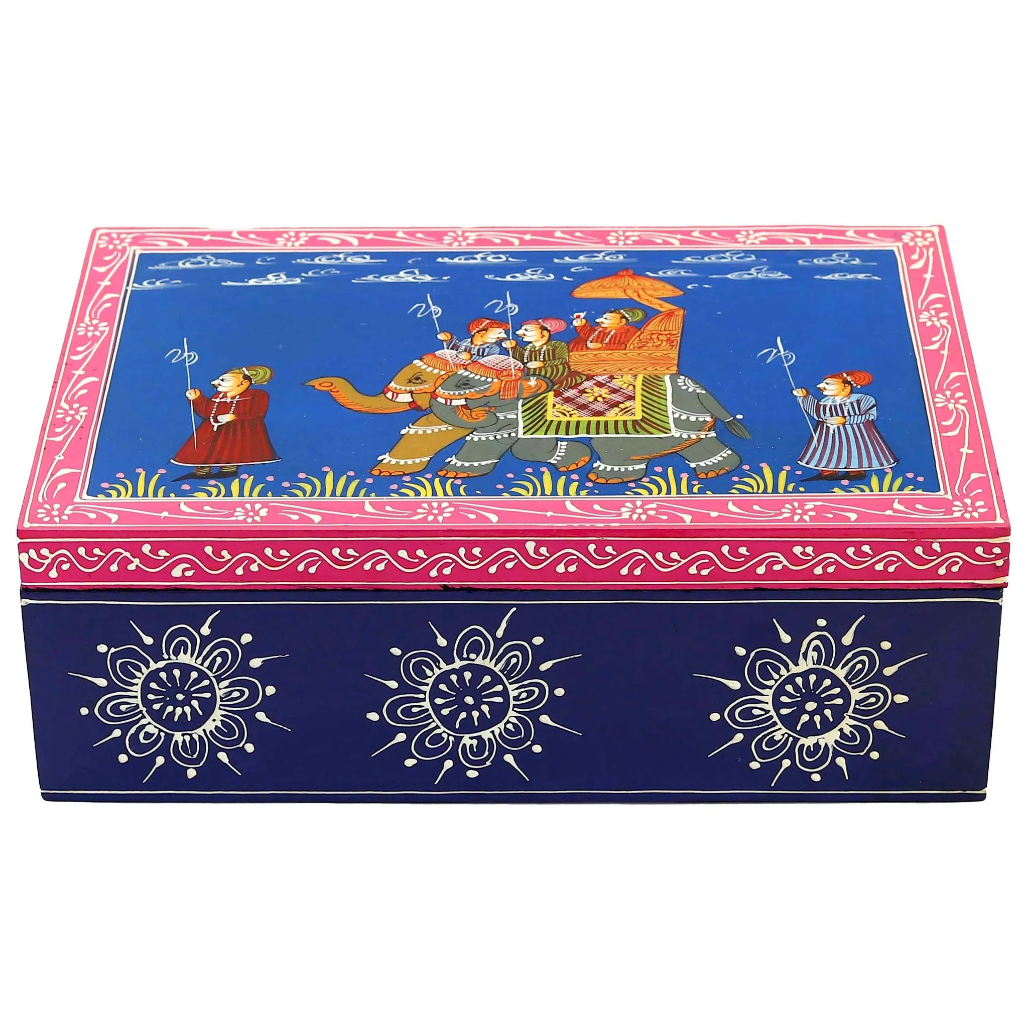 Hand Painted Exquisite BlueJewelry Box With Pichwai Art