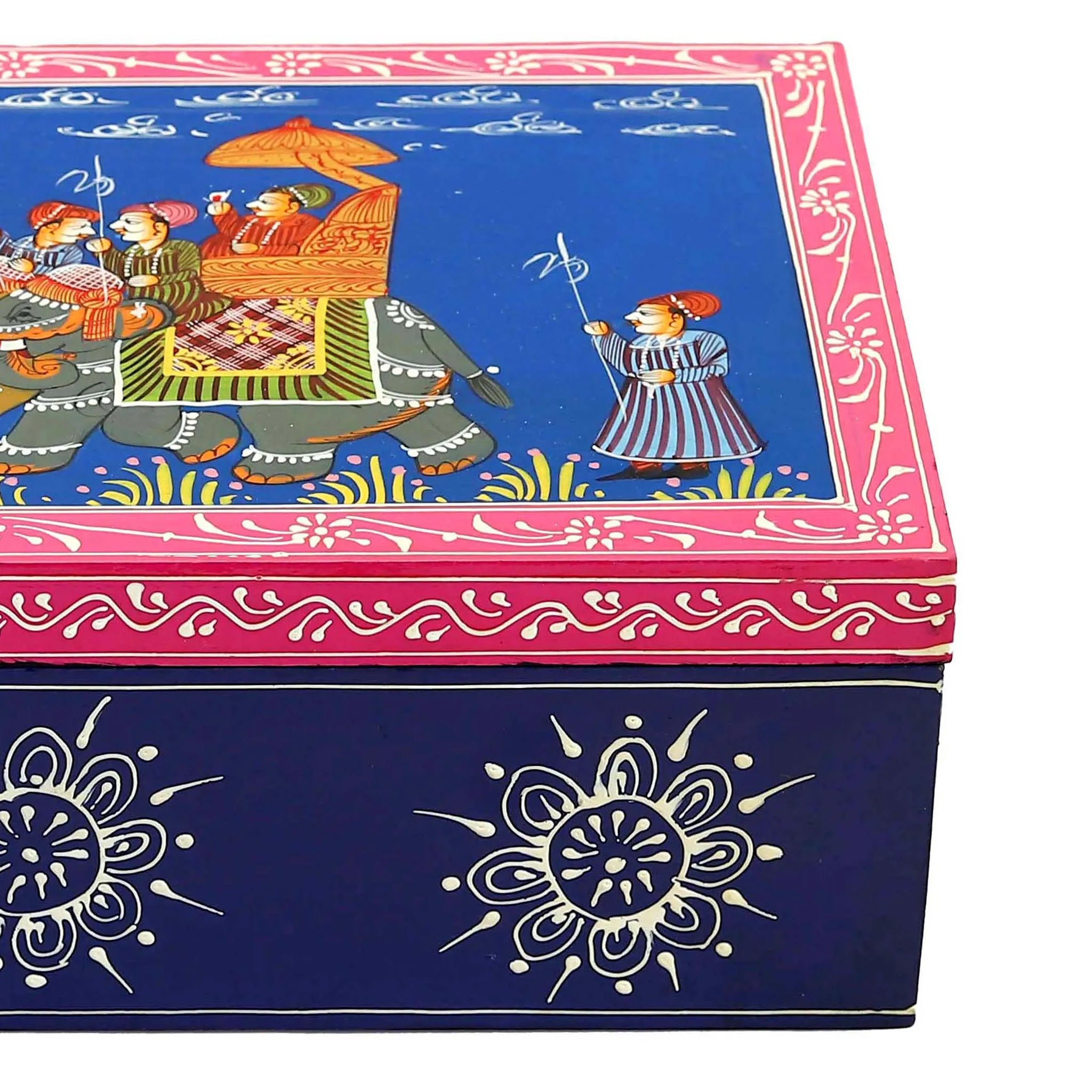 Hand Painted Exquisite BlueJewelry Box With Pichwai Art