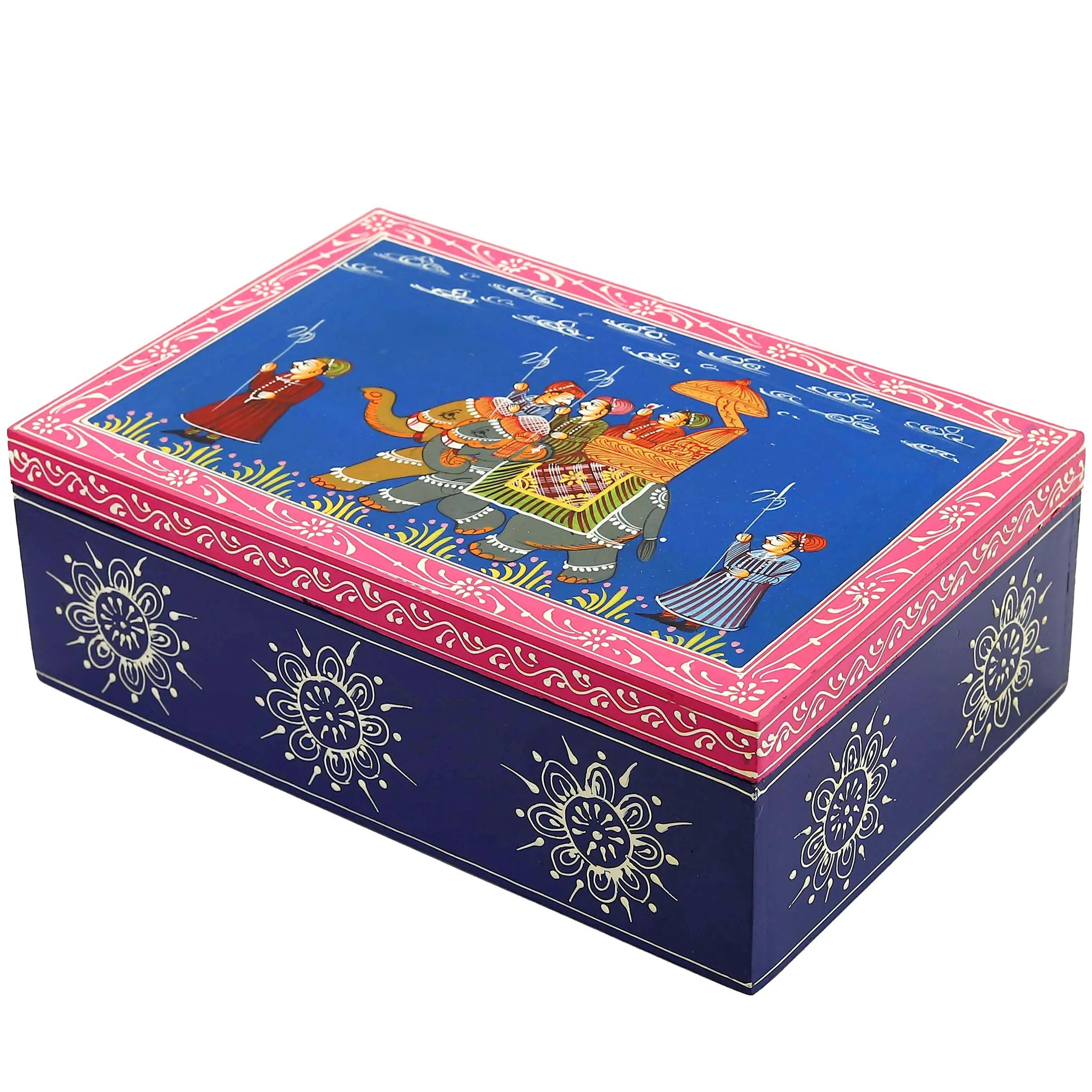 Hand Painted Exquisite BlueJewelry Box With Pichwai Art