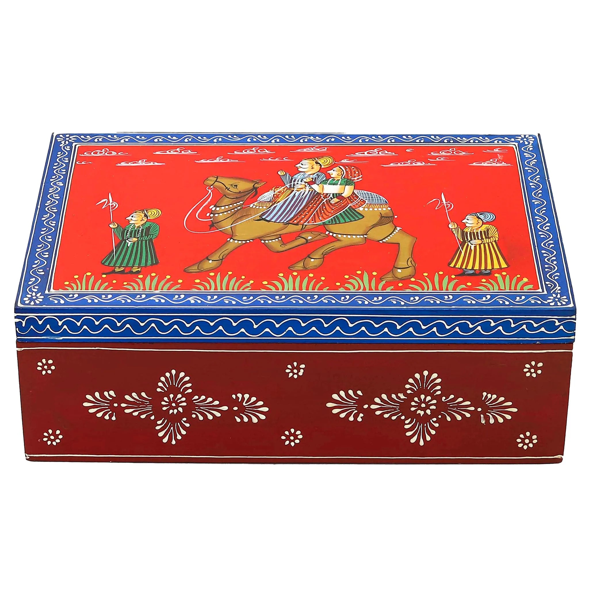 Hand Painted Exquisite Red Jewelry Box With Pichwai Art