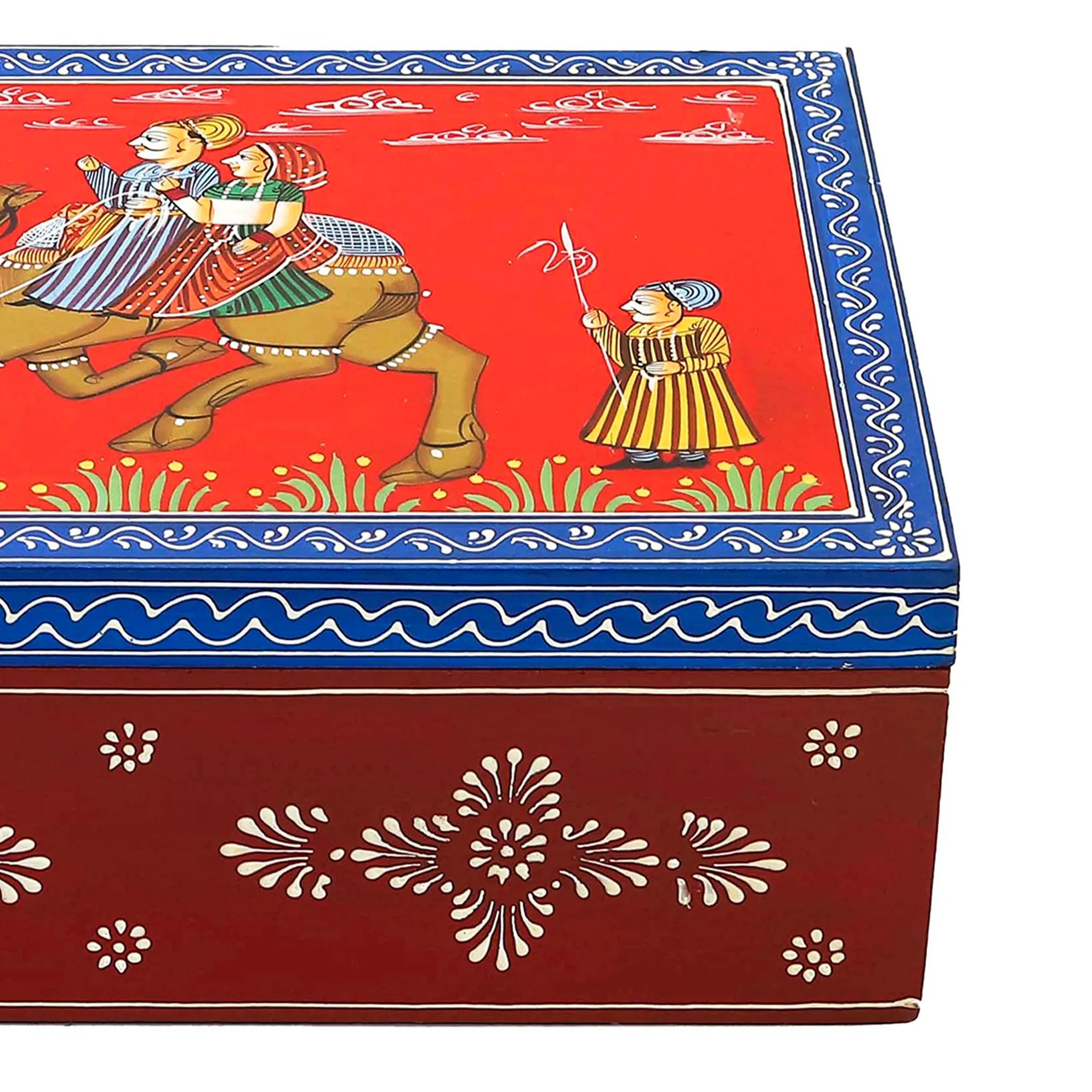 Hand Painted Exquisite Red Jewelry Box With Pichwai Art