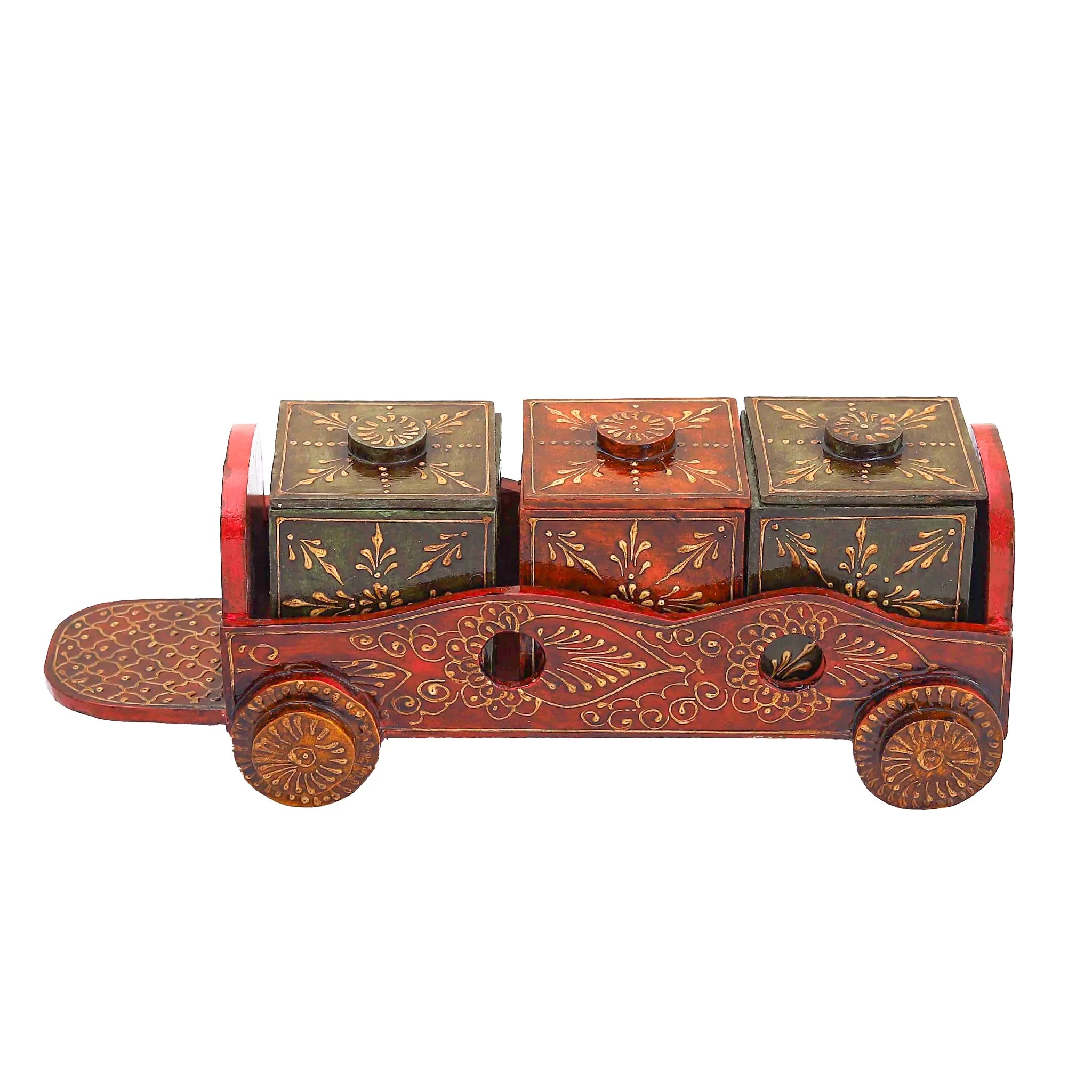 Train-Shaped Wooden Dry Fruit Box with 3 Compartments – Elegant Storage for Nuts & Snacks