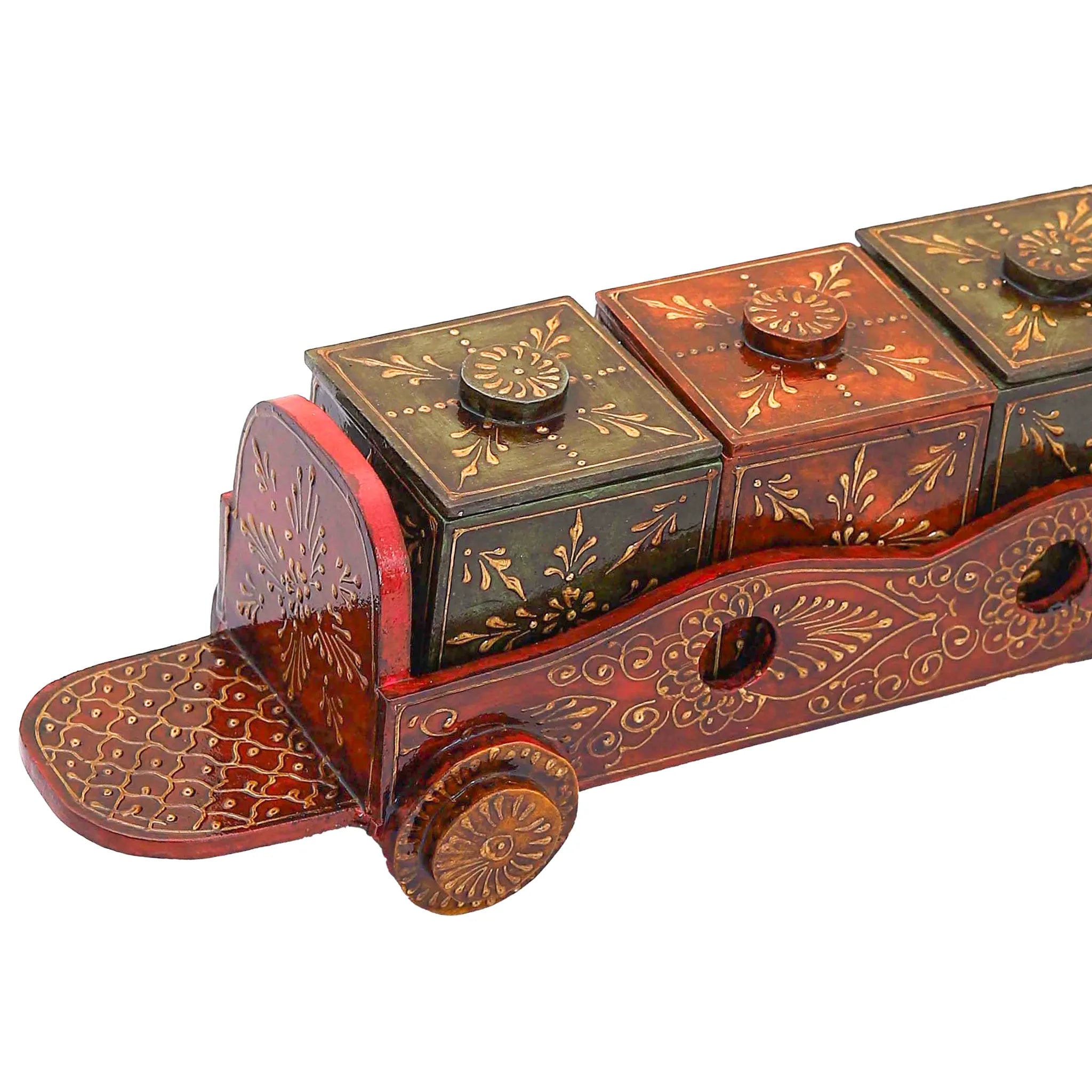 Train-Shaped Wooden Dry Fruit Box with 3 Compartments – Elegant Storage for Nuts & Snacks