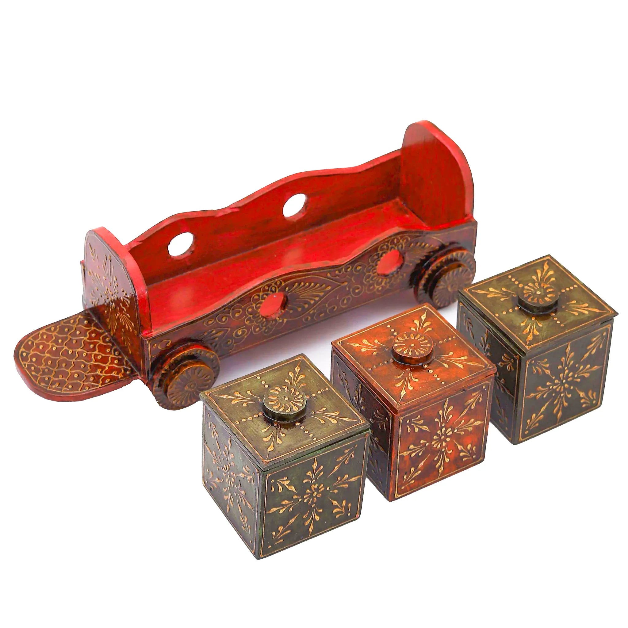 Train-Shaped Wooden Dry Fruit Box with 3 Compartments – Elegant Storage for Nuts & Snacks