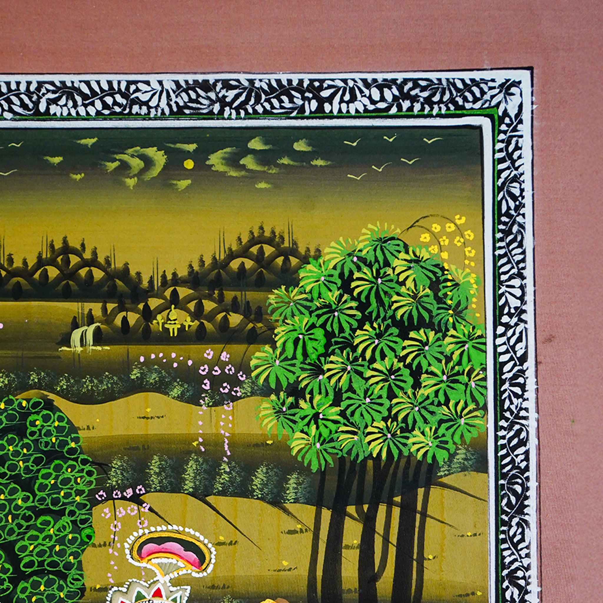 Hand Painted Lord Krishna and Radha in Serene Spiritual Timeless Love Harmony Ragini Painting