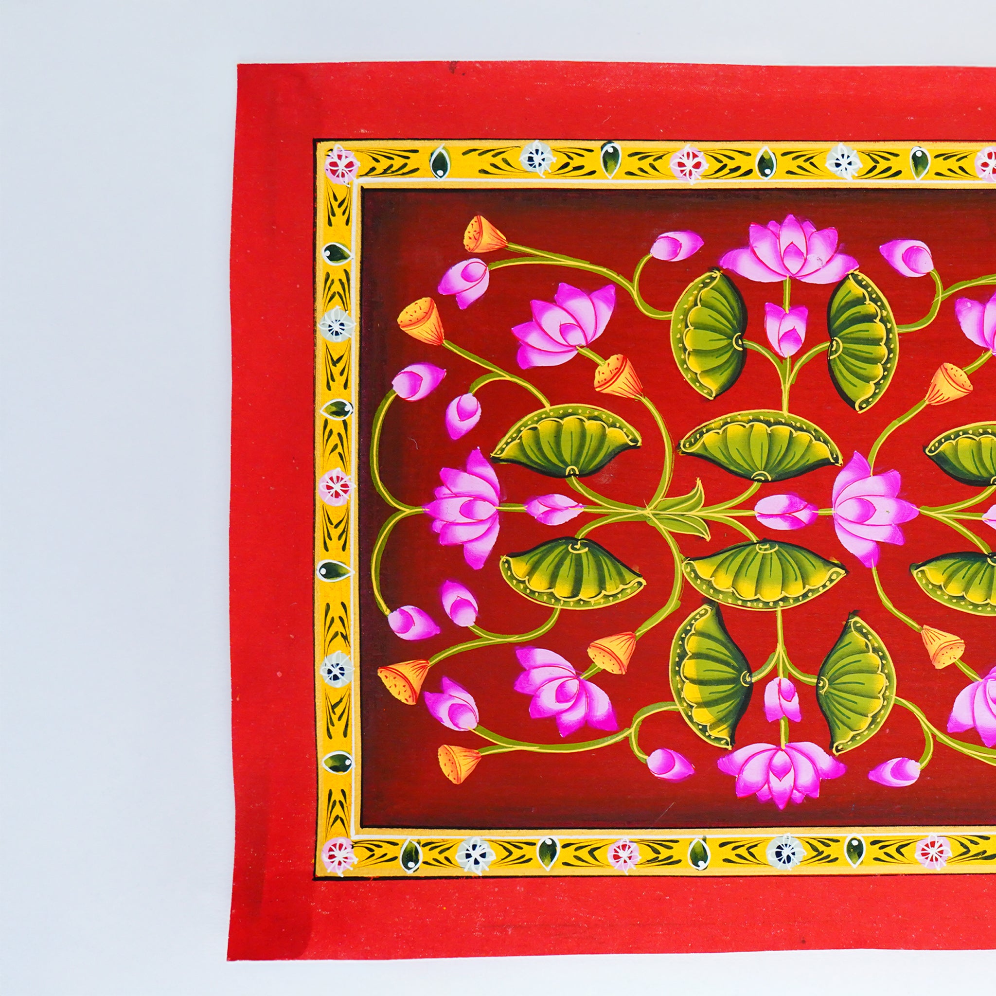 Hand Painted Lotus Jhal Pichwai Painting A Symbol of Purity, Enlightenment & Harmony |Wall Decor