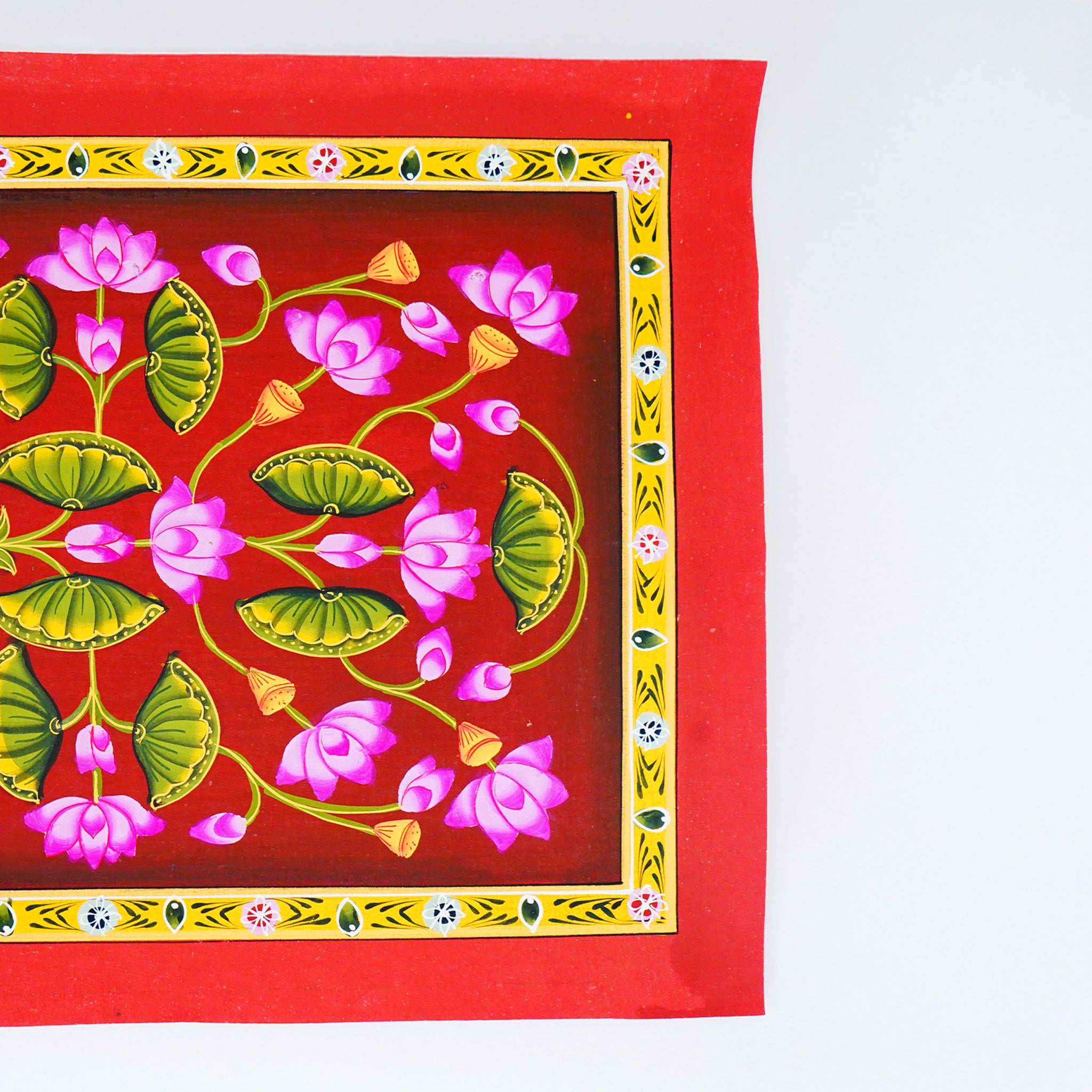 Hand Painted Lotus Jhal Pichwai Painting A Symbol of Purity, Enlightenment & Harmony |Wall Decor