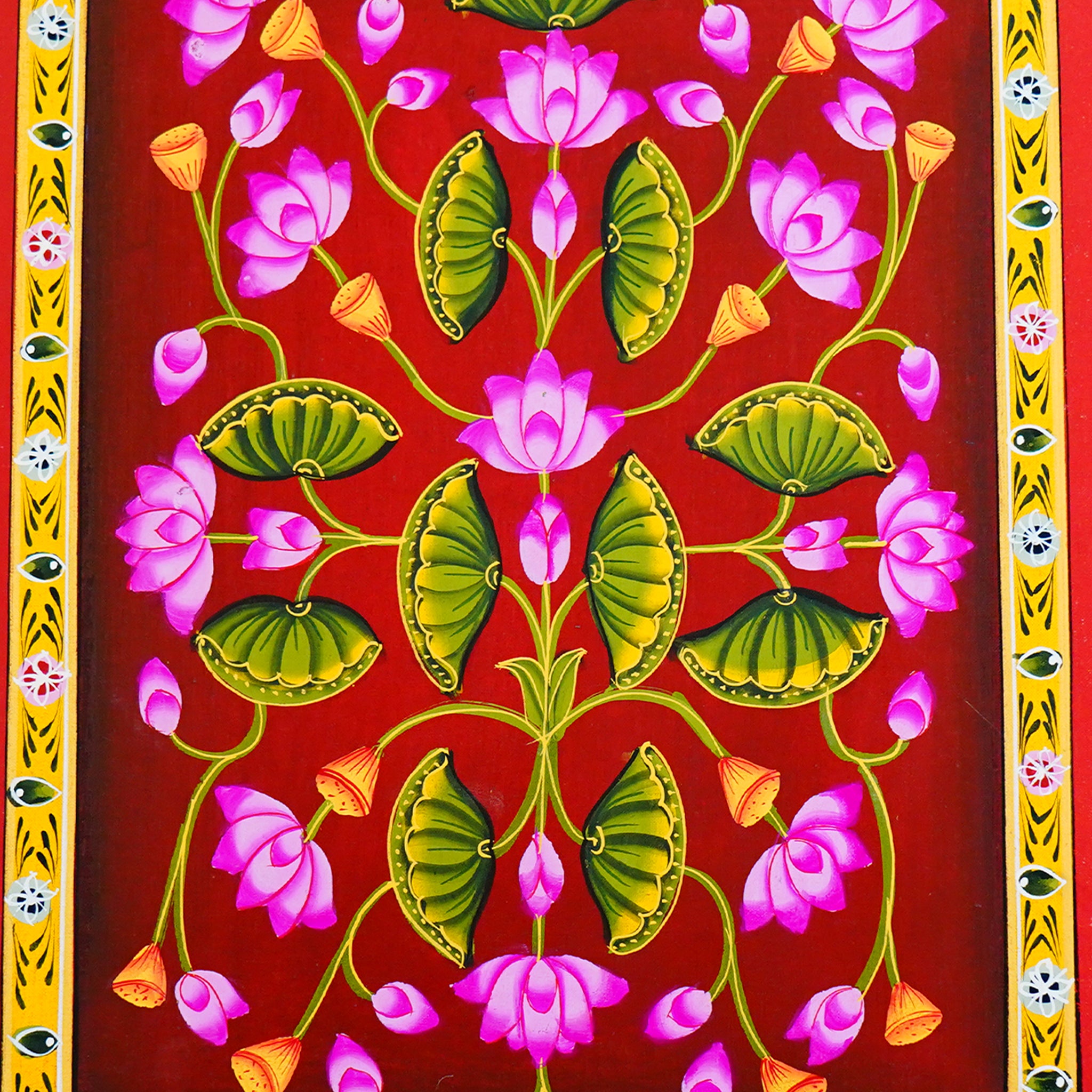 Hand Painted Lotus Jhal Pichwai Painting A Symbol of Purity, Enlightenment & Harmony |Wall Decor