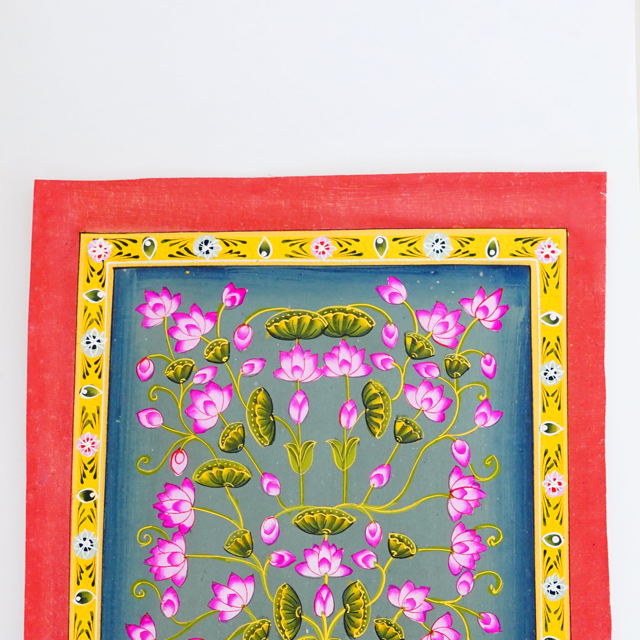 Hand Painted Lotus Jhal Exquisite Floral Art Symbolizing Purity & Serenity | Wall Decor