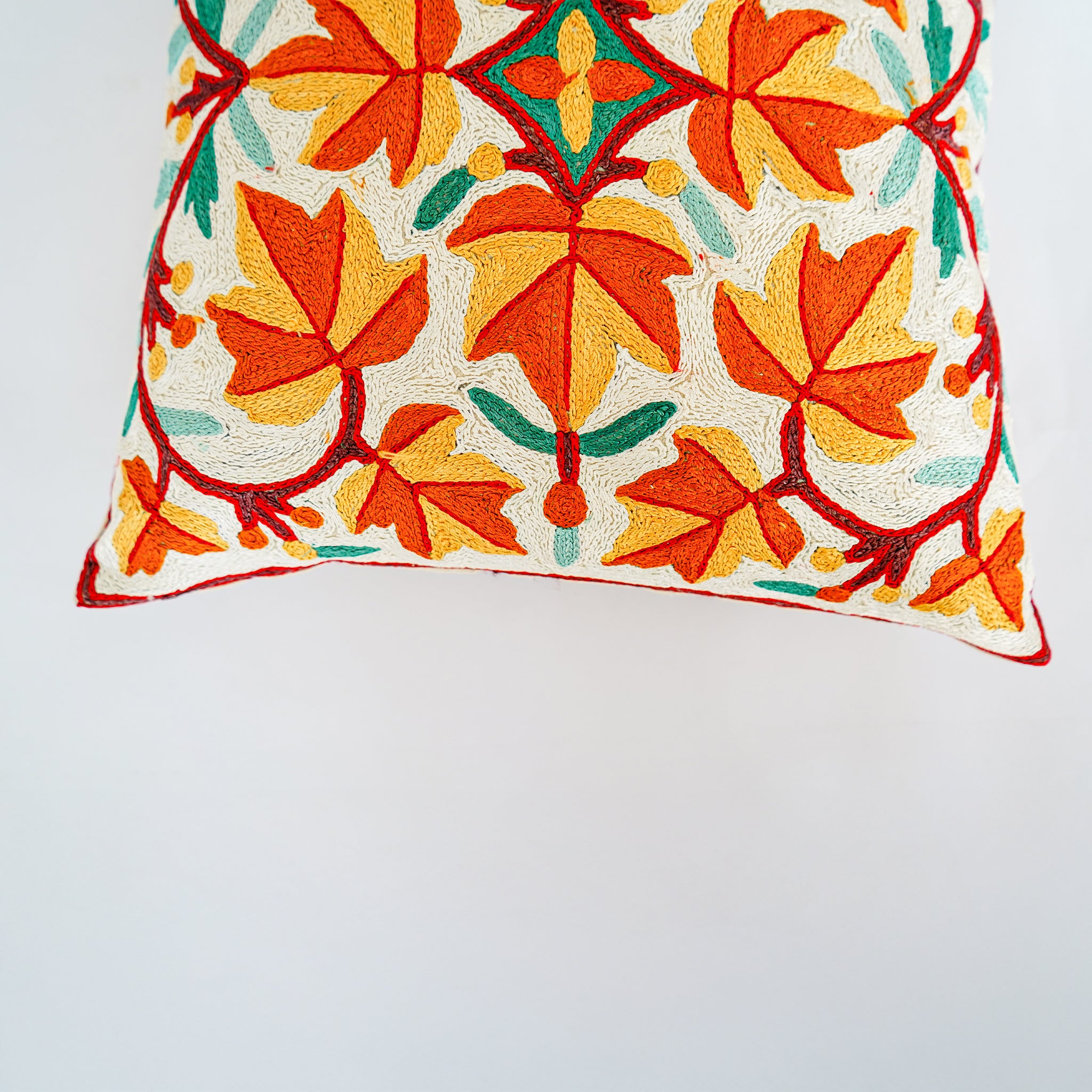 Handcrafted Kashida Embroidered Cushion Cover Chain Stitch Design(Set of 2)