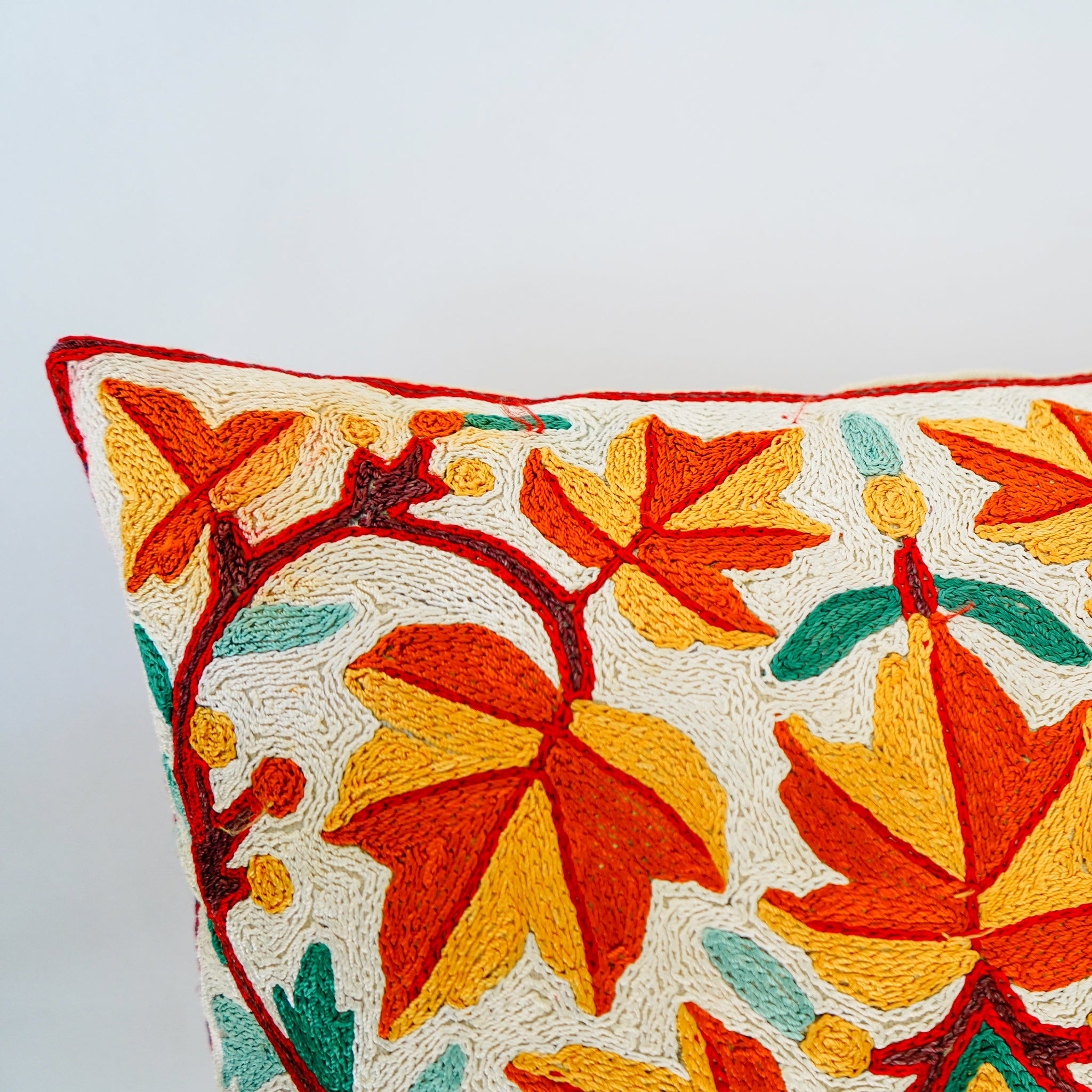 Handcrafted Kashida Embroidered Cushion Cover Chain Stitch Design(Set of 2)