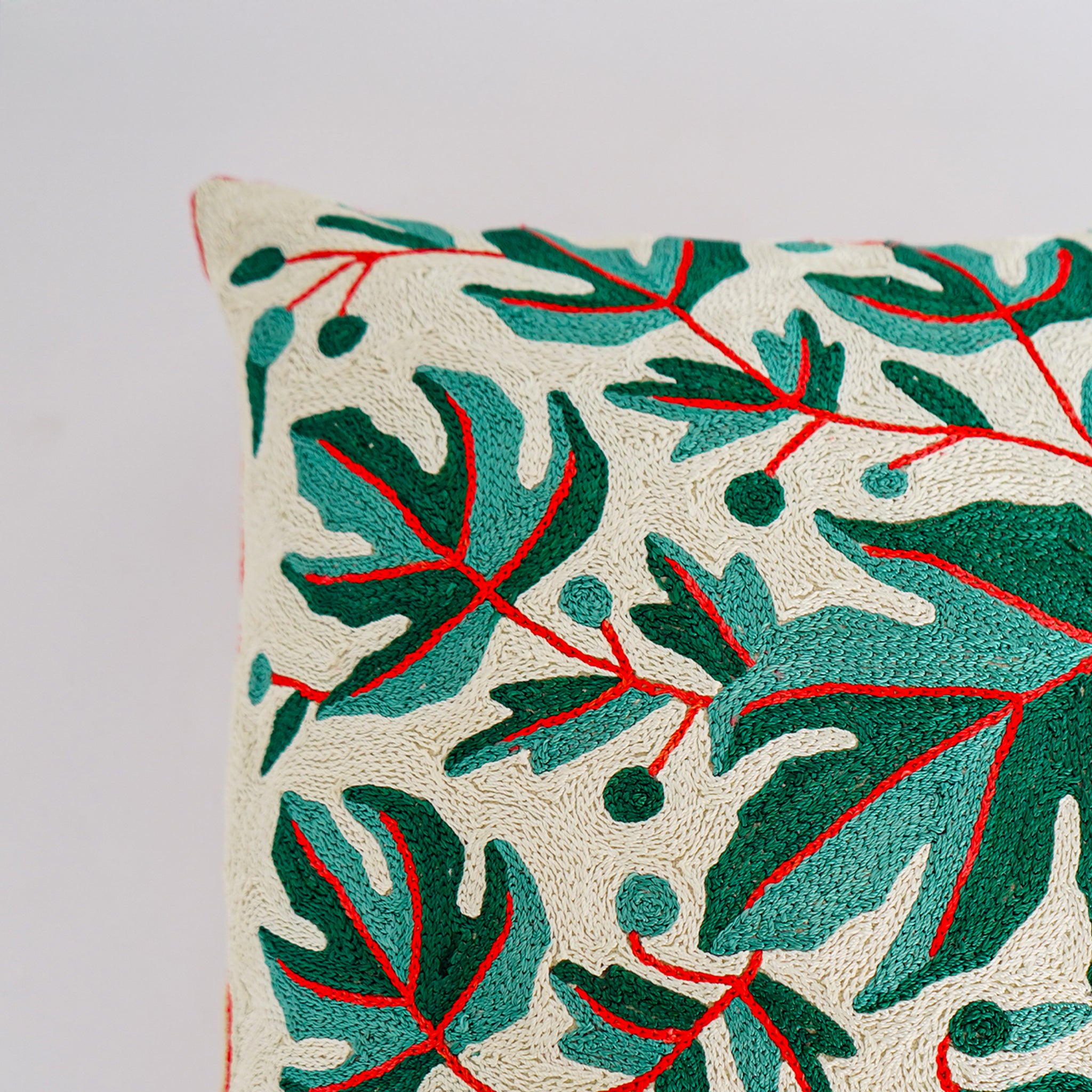 Handcrafted Kashida Embroidered Cushion Cover Chain Stitch Design(Set of 2)