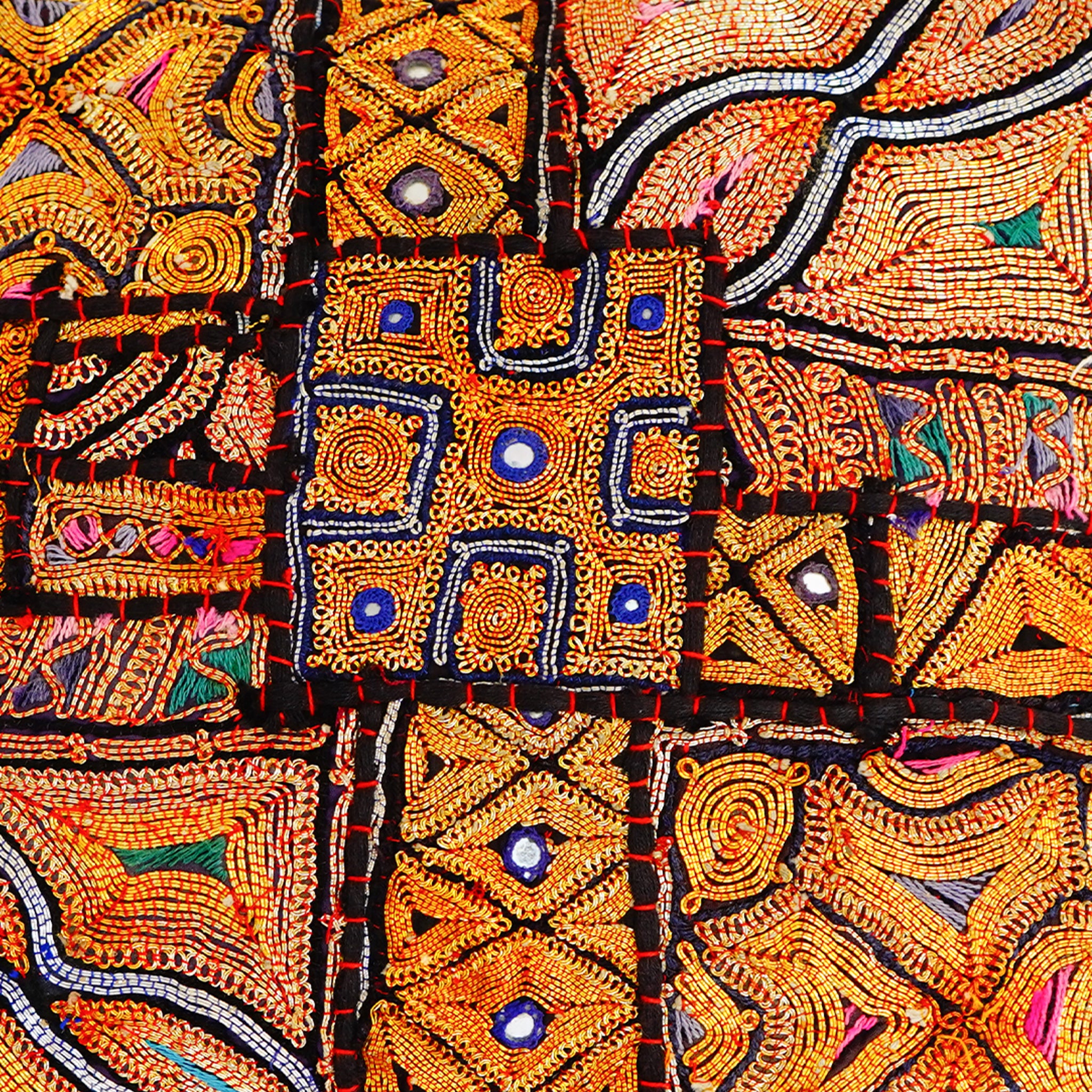 Handcrafted Banjara Embroidery Pillow Cover Vibrant Tribal Decor Piece