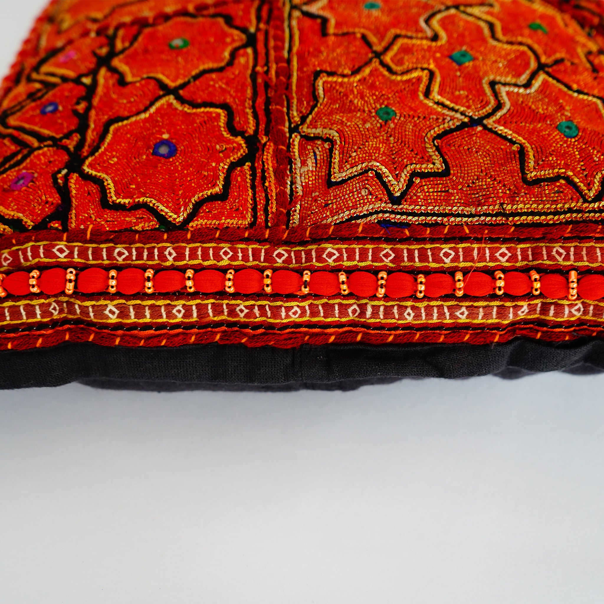 Handcrafted Banjara Embroidery Pillow Cover Vibrant Tribal Decor Piece