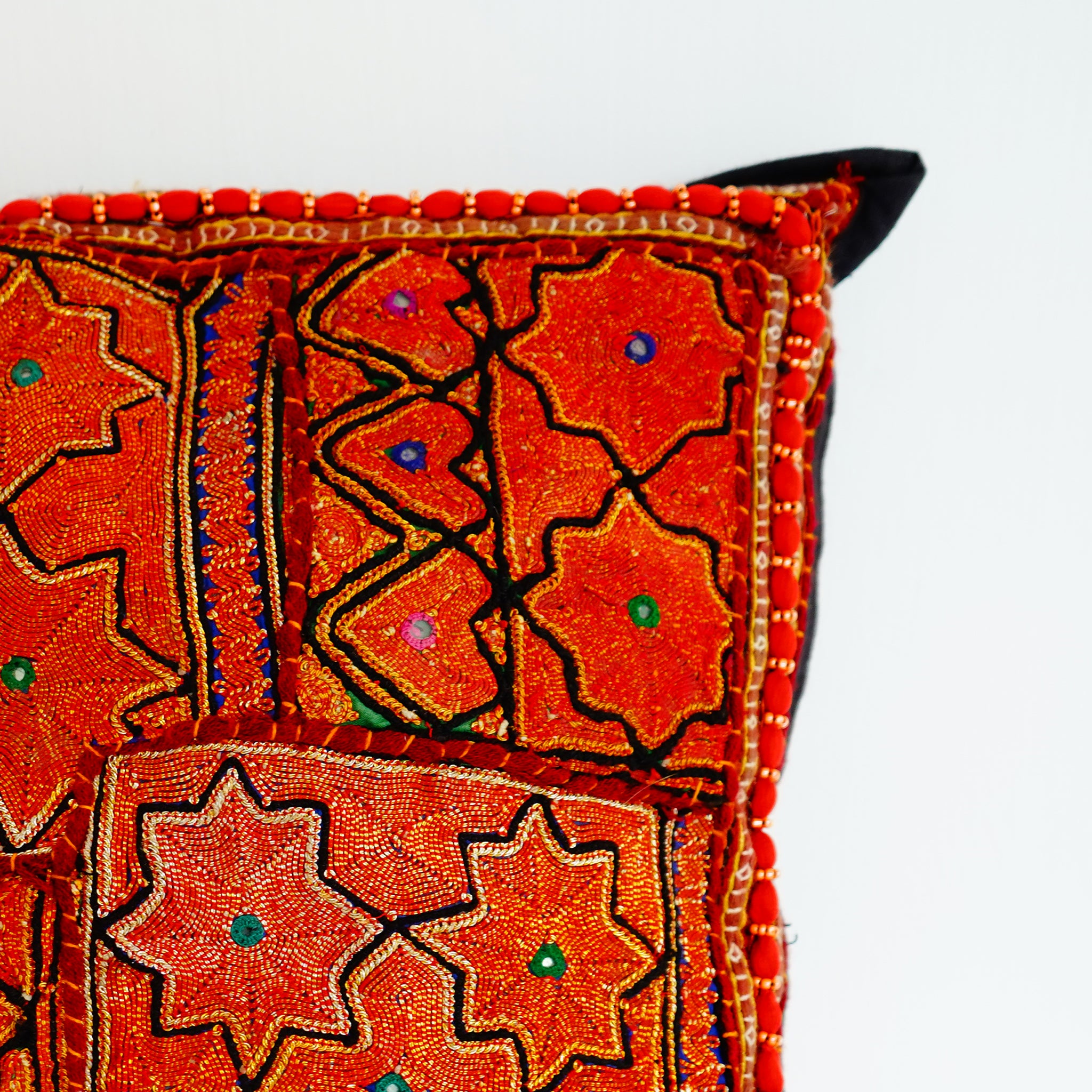 Handcrafted Banjara Embroidery Pillow Cover Vibrant Tribal Decor Piece