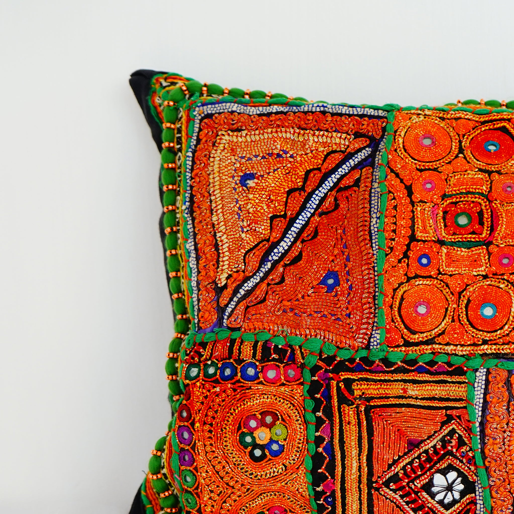 Handcrafted Banjara Embroidery Pillow Cover Vibrant Tribal Decor Piece