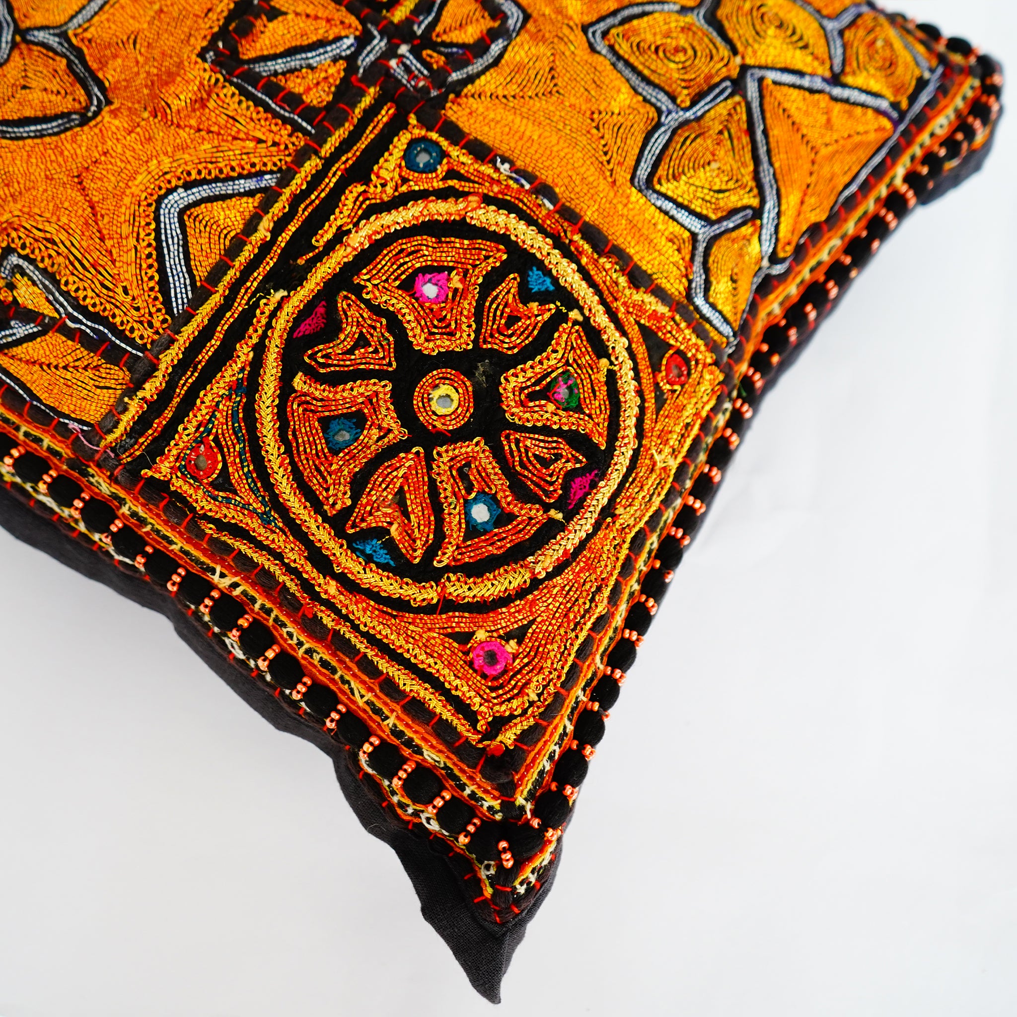Handcrafted Rabari Embroidery Pillow Cover Geometric Patterns