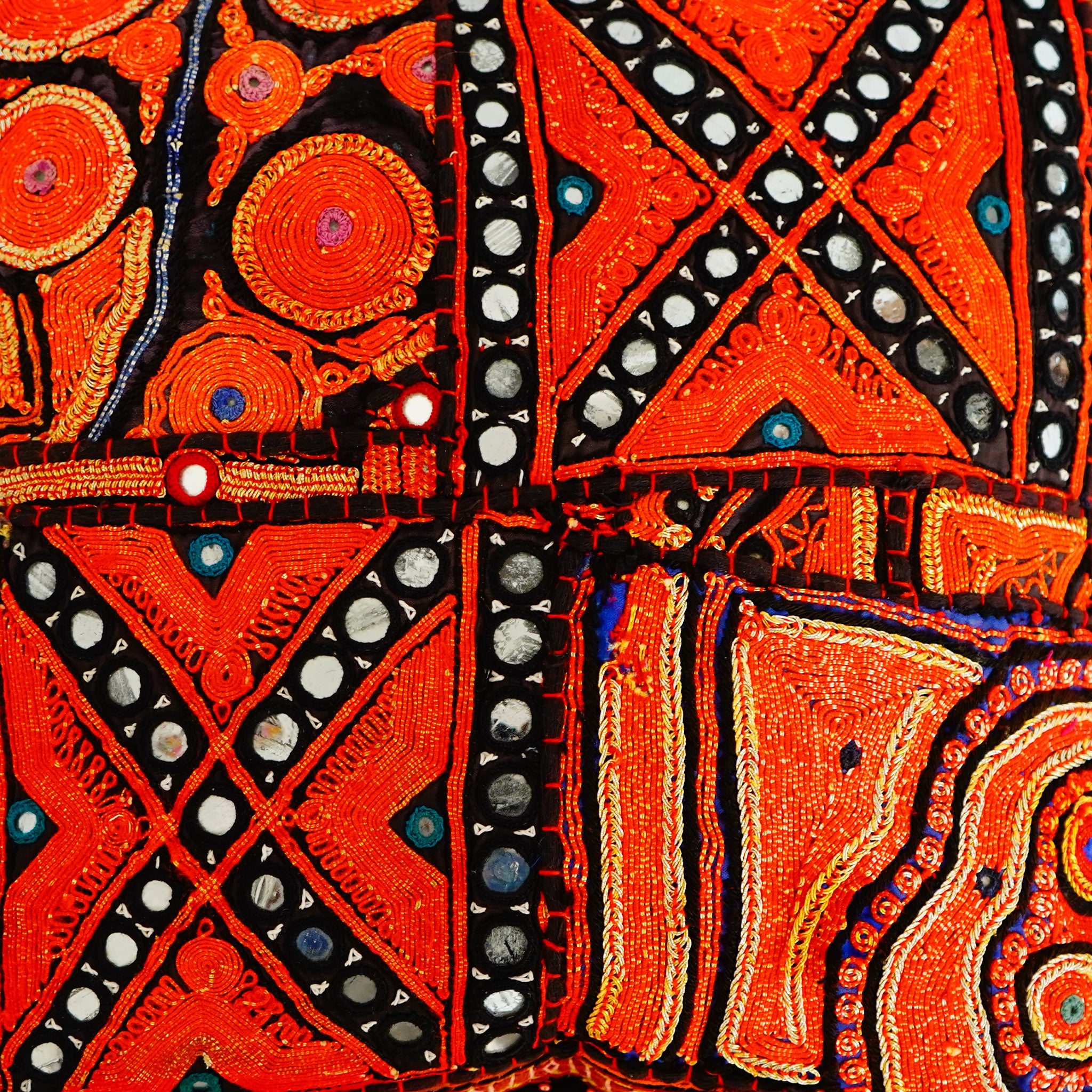 Handcrafted Rabari Embroidery Pillow Cover Geometric Patterns