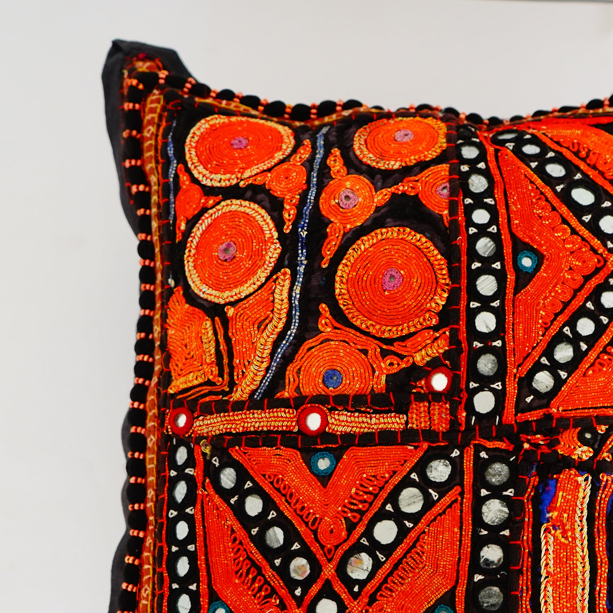 Handcrafted Rabari Embroidery Pillow Cover Geometric Patterns