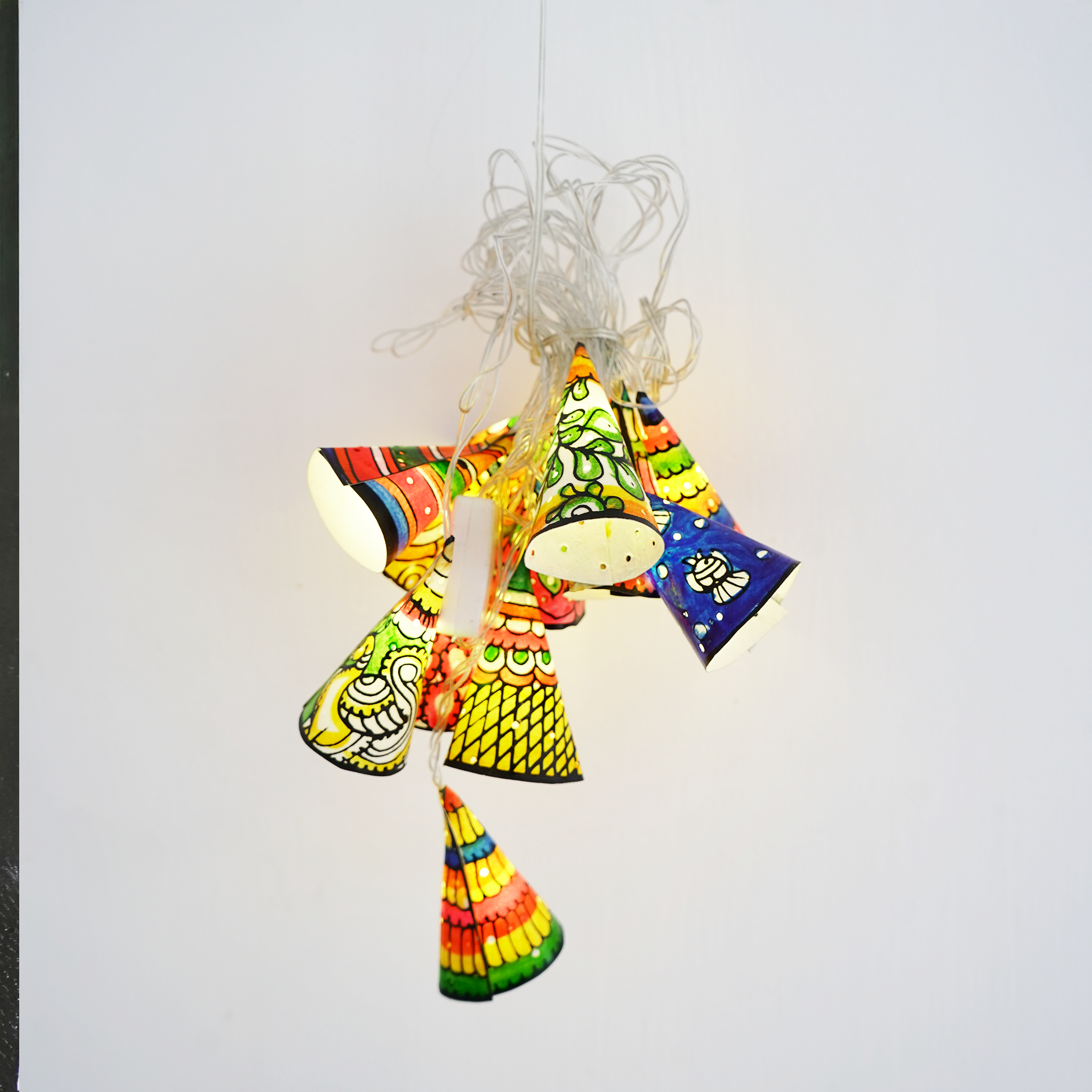 Handcrafted Conical String Lights  Hand-Painted Festive Fairy Lights for Diwali