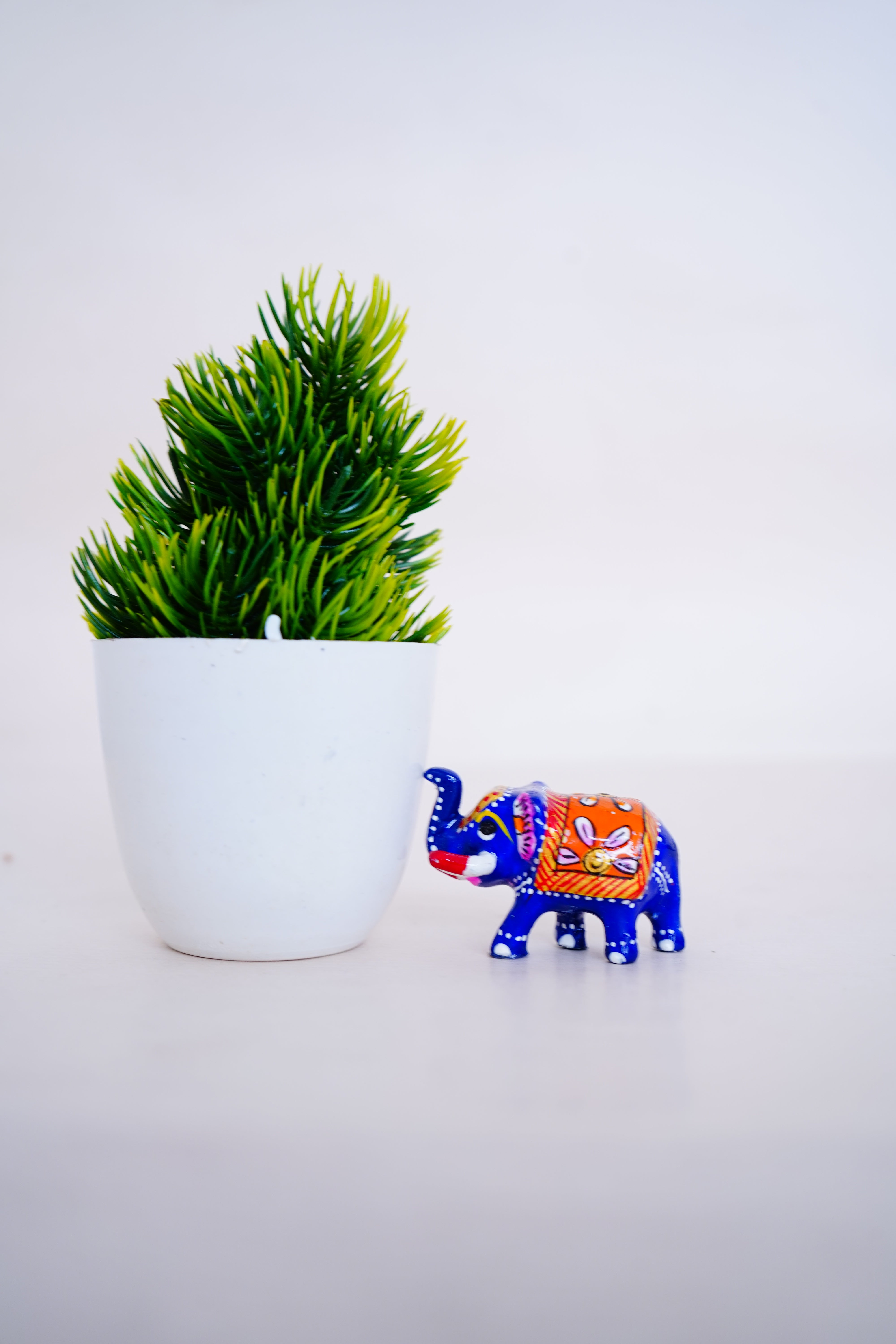 Elegant Handcrafted Meenakari Design Elephant Statue Blue