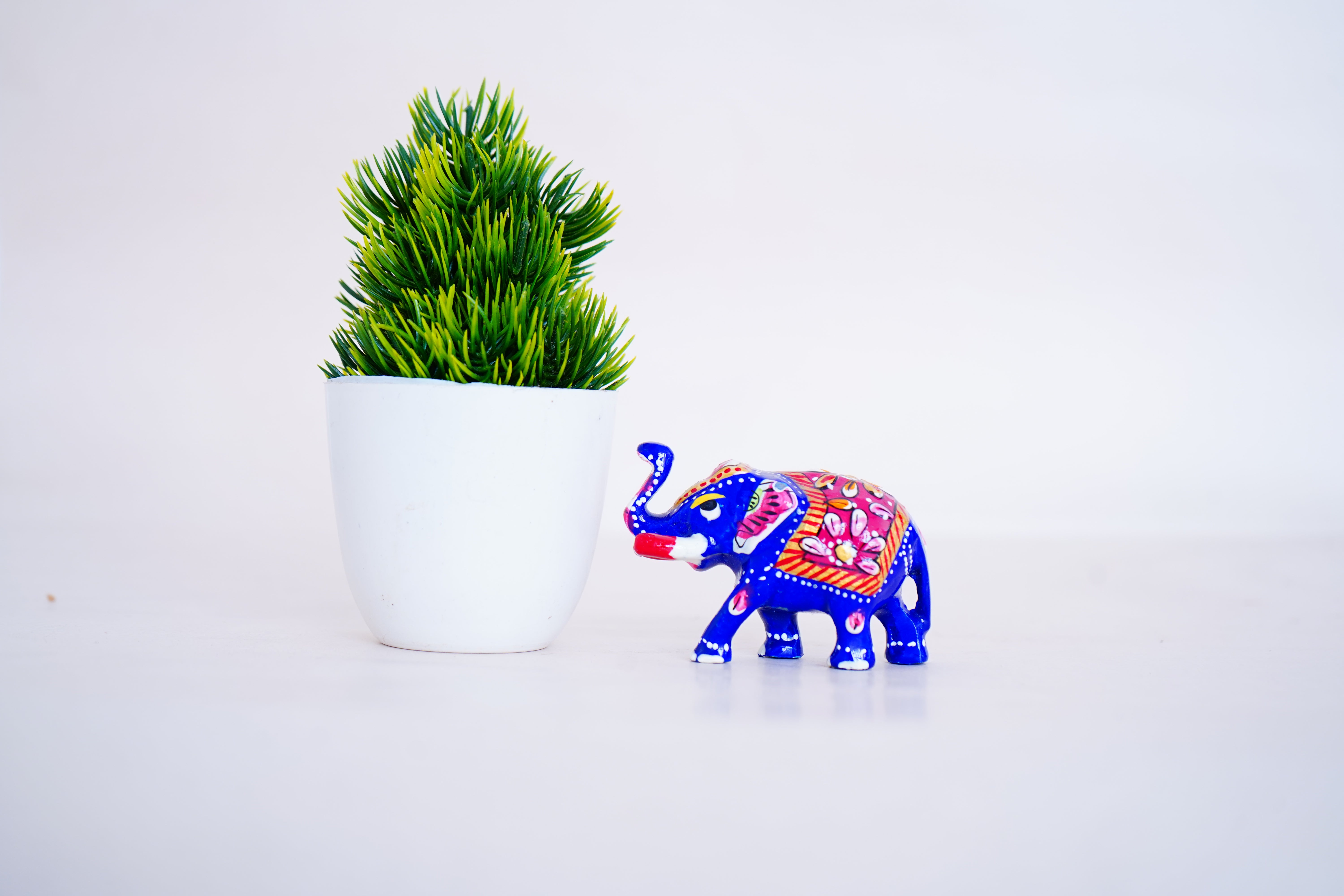 Elegant Handcrafted Meenakari Design Elephant Statue Blue