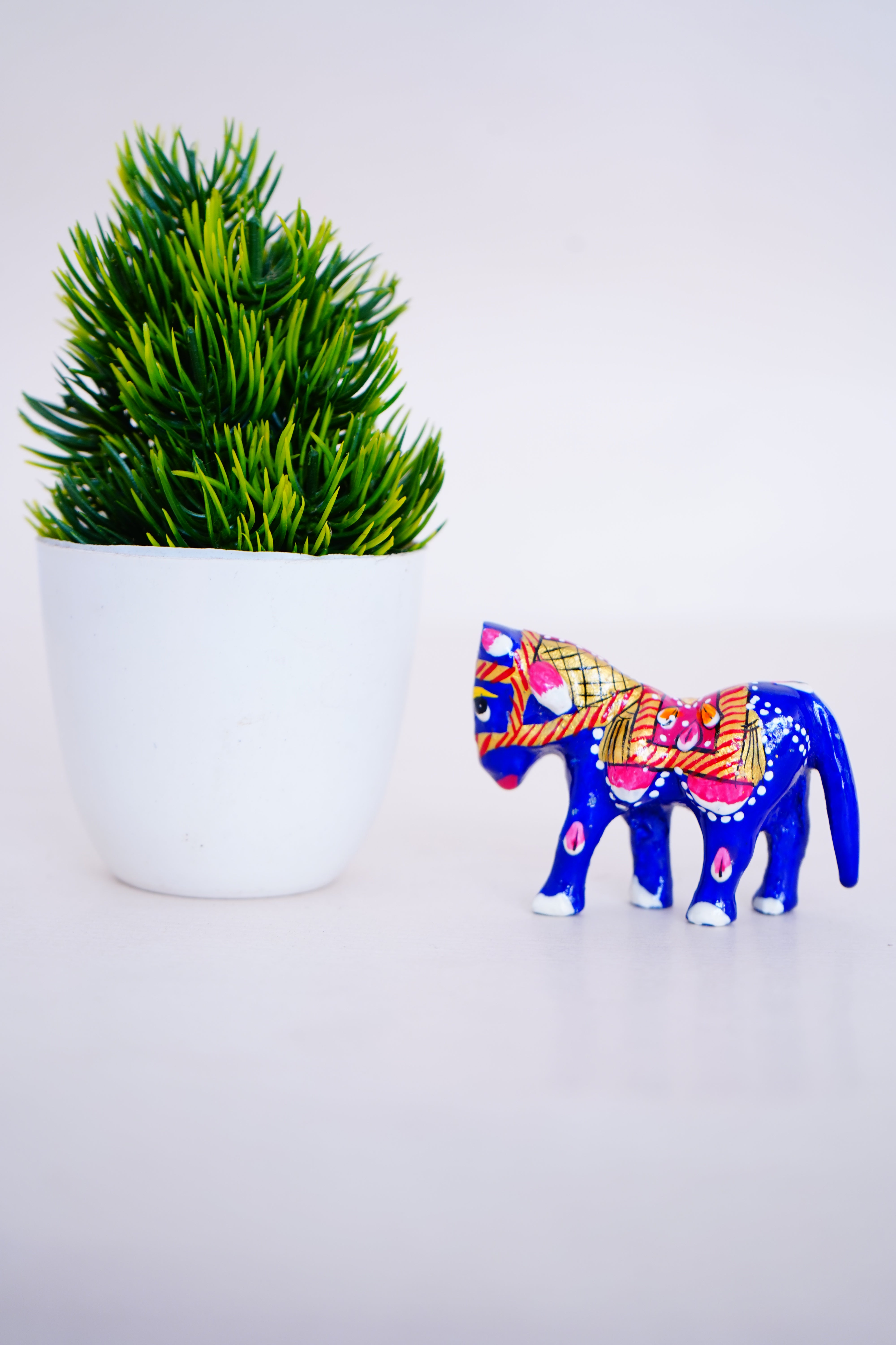 Elegant Handcrafted Meenakari Design Horse Statue Blue