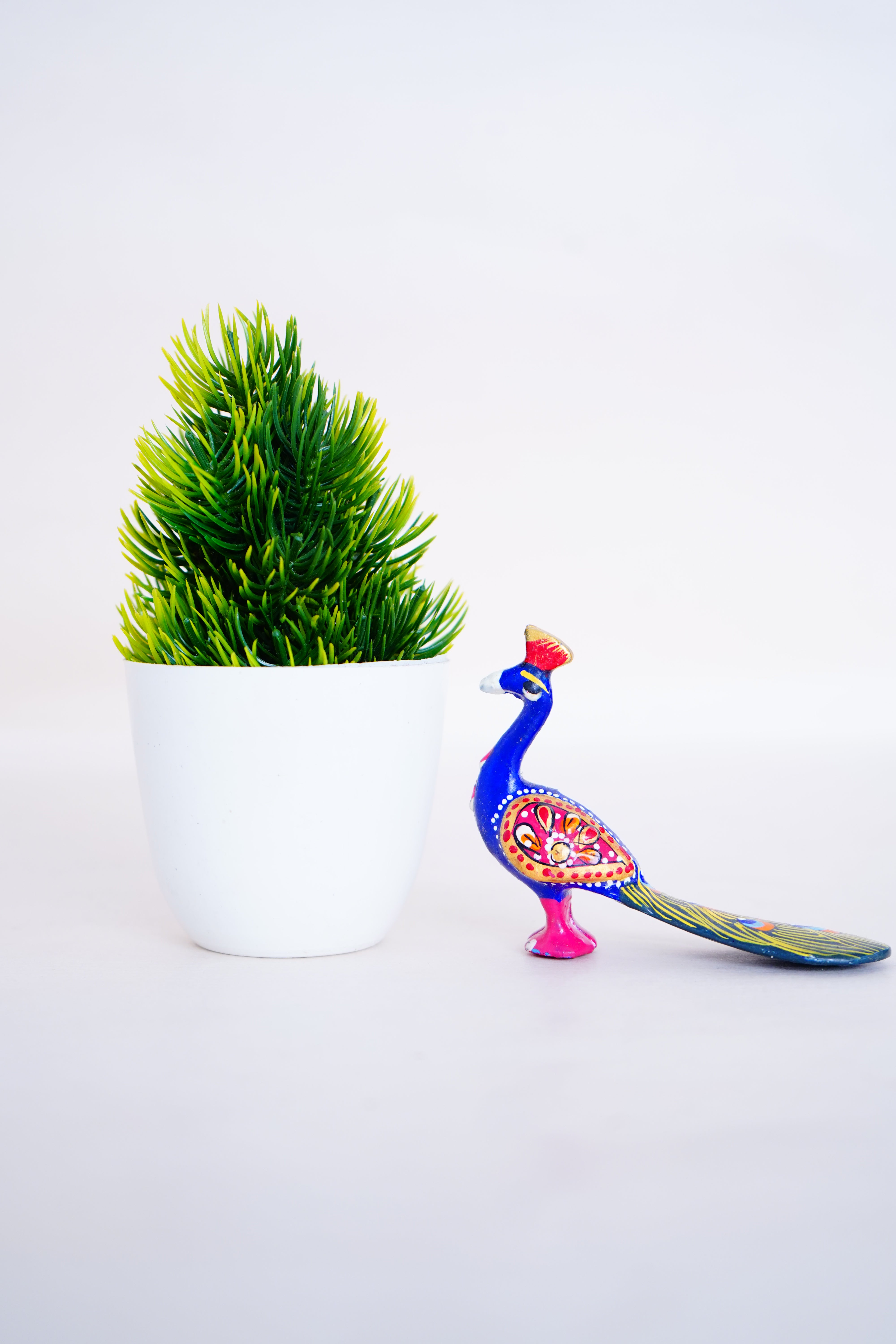 Elegant Handcrafted Meenakari Design Peacock Statue