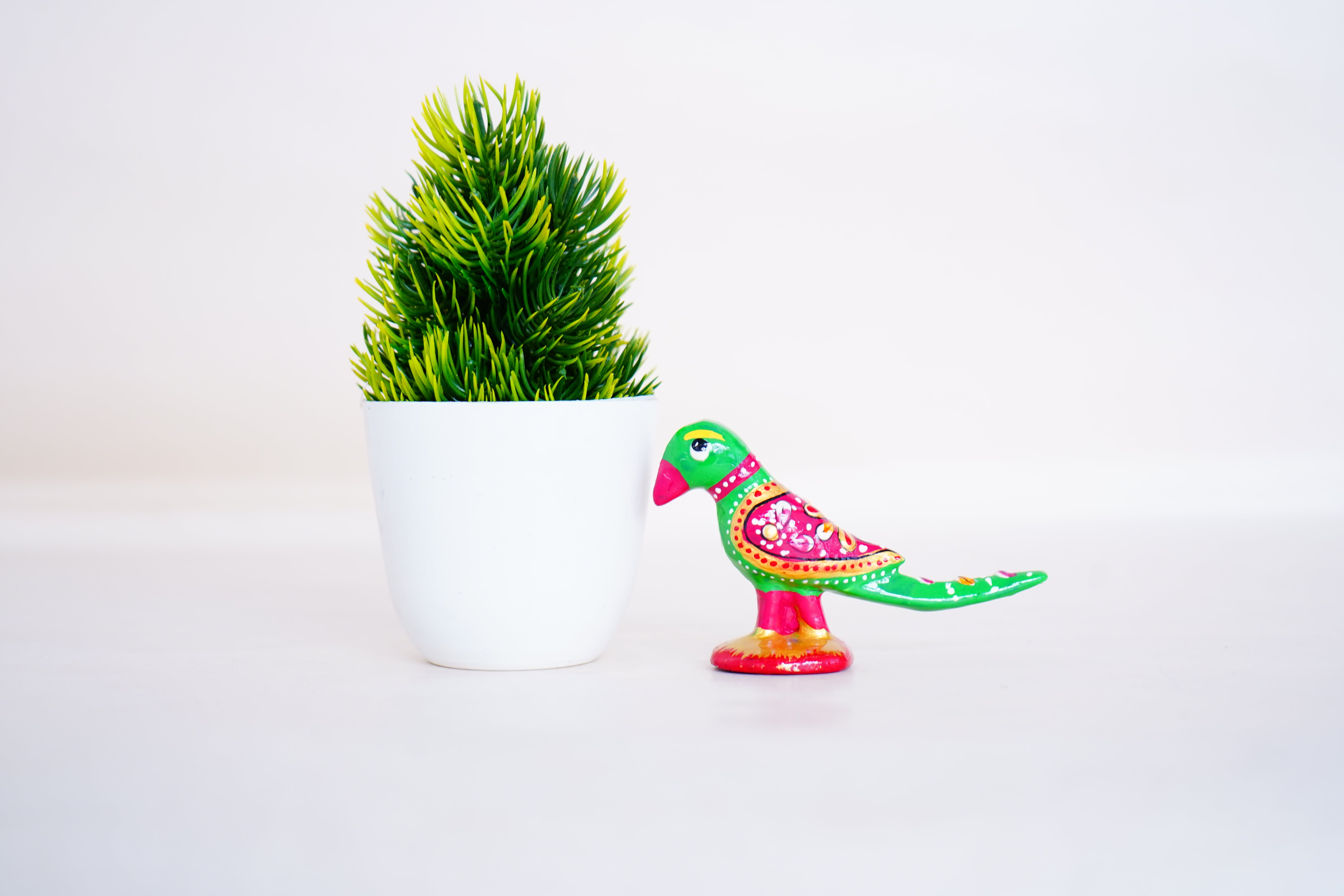 Elegant Handcrafted Meenakari Design Parrot Statue in Green