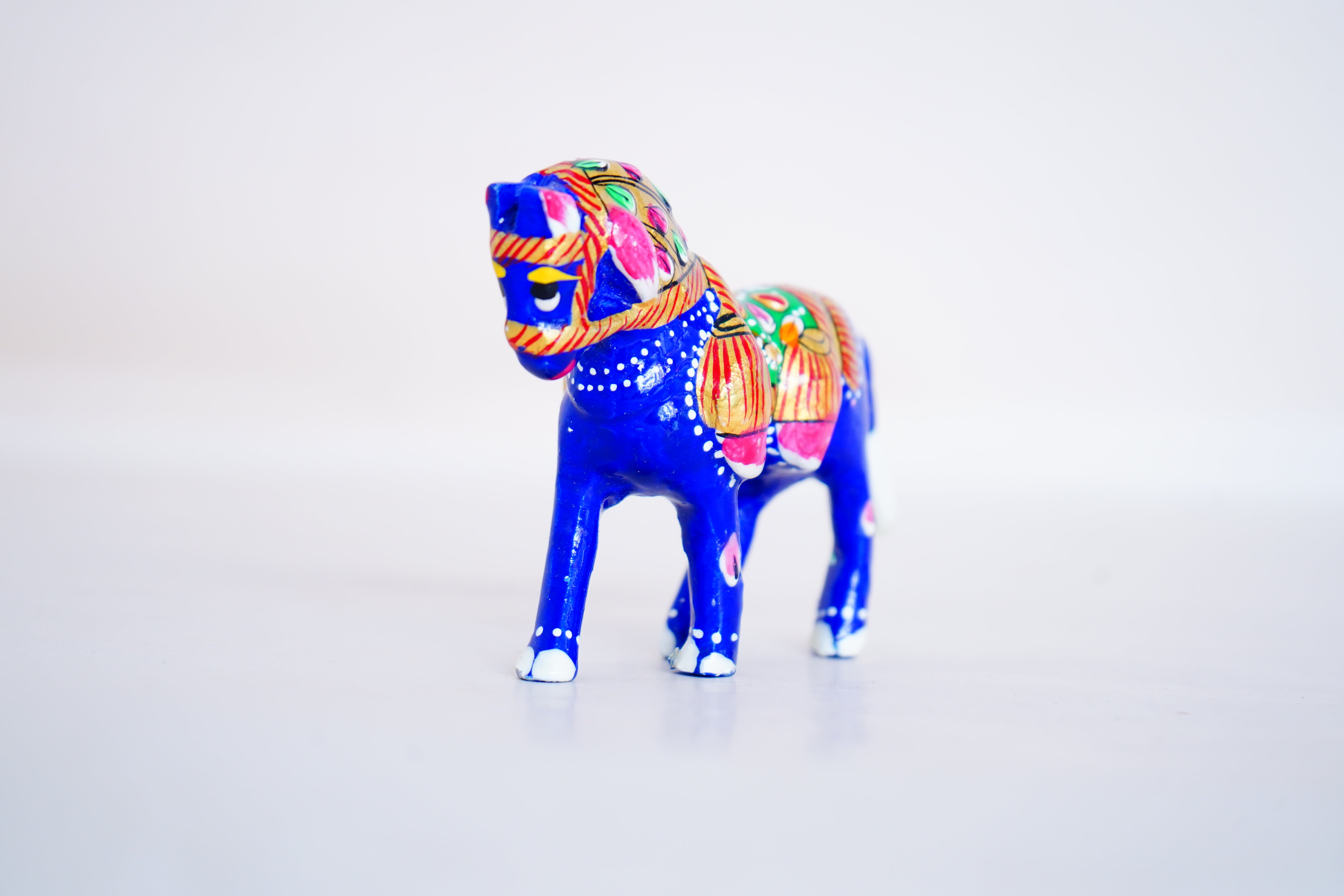 Elegant Handcrafted Meenakari Design Horse Statue Blue