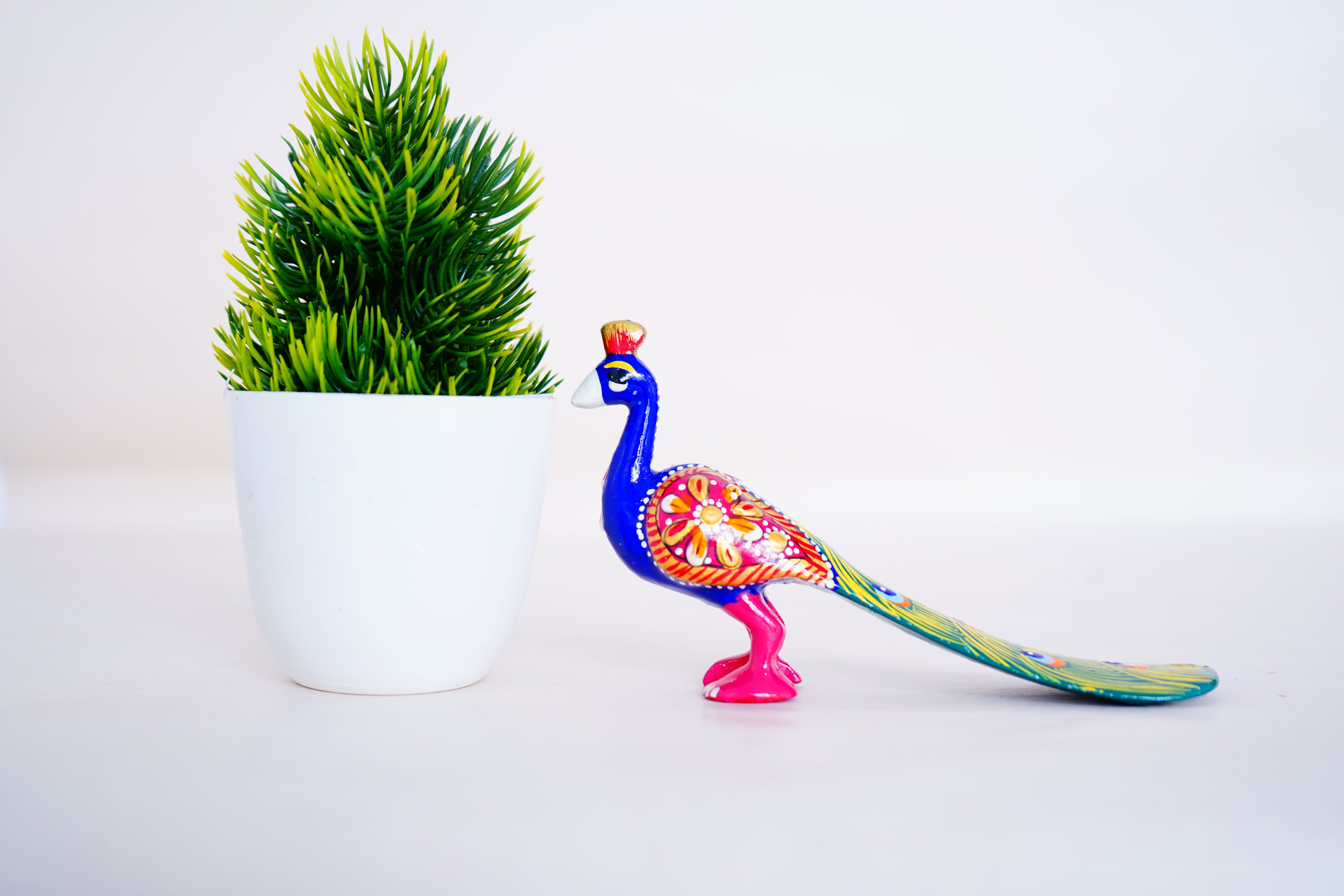 Elegant Handcrafted Meenakari Design Peacock Statue