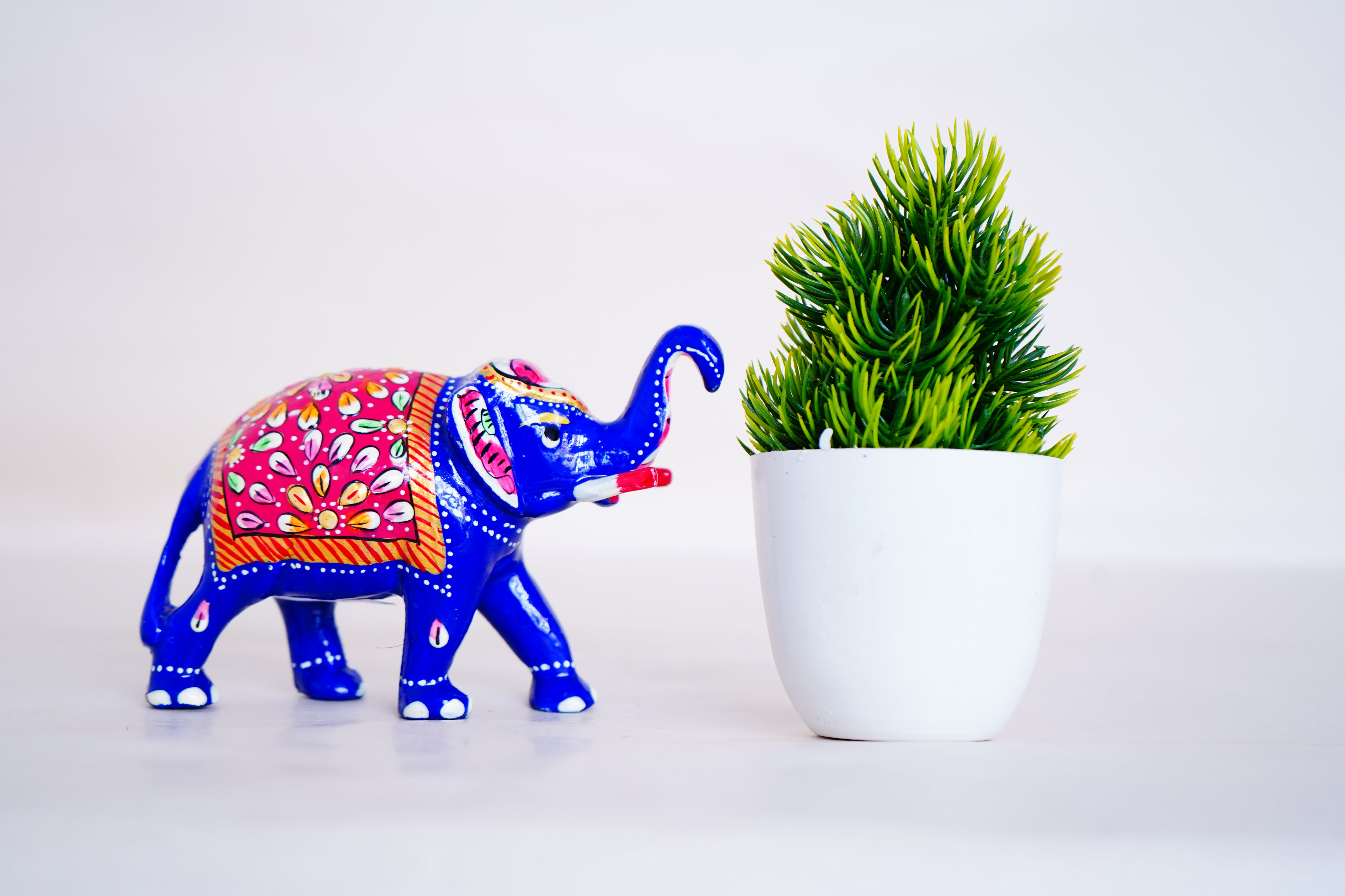 Elegant Handcrafted Meenakari Design Elephant Statue Blue