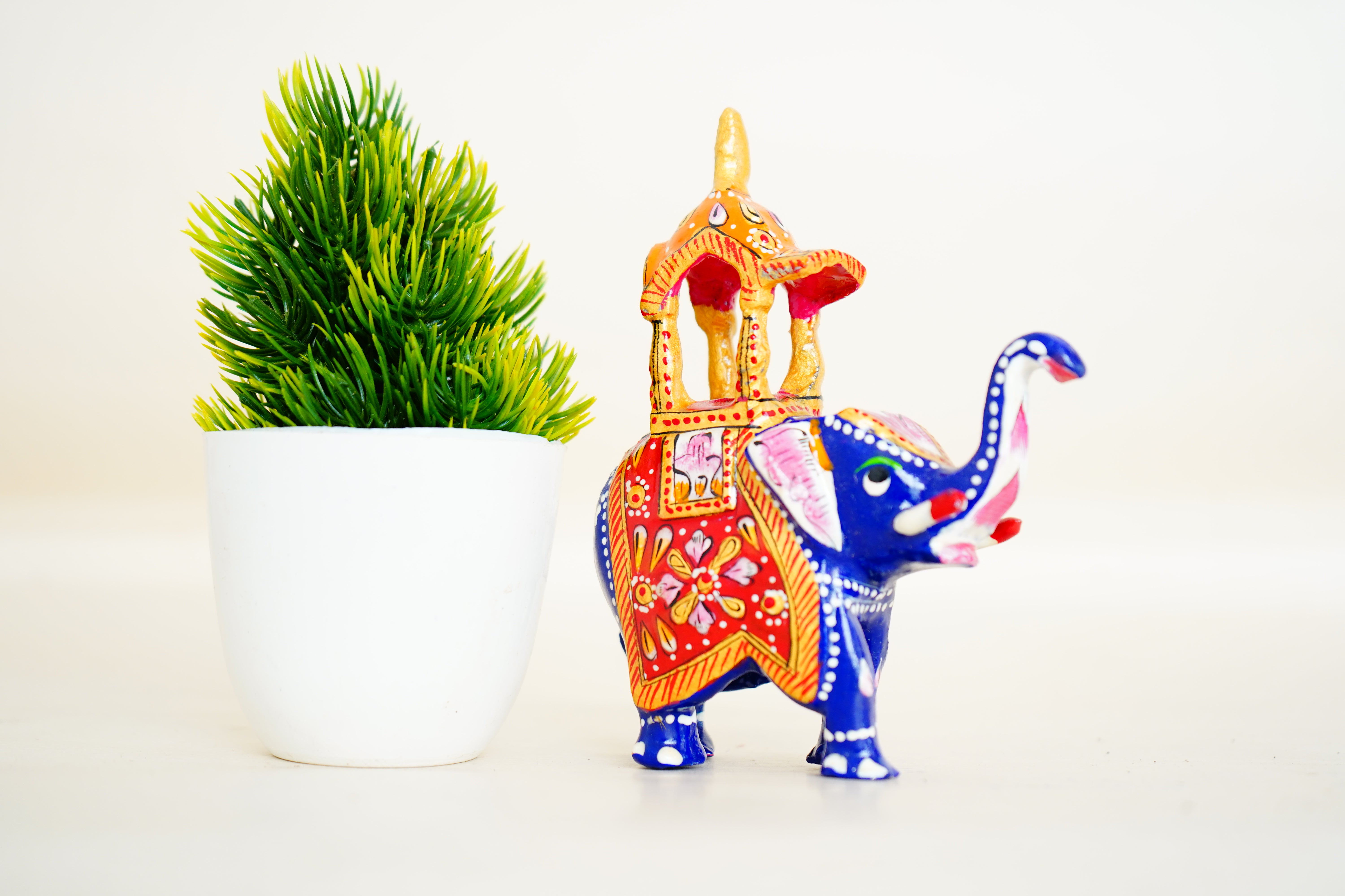 Handcrafted Meenakari Blue Elephant With Howdah Seat