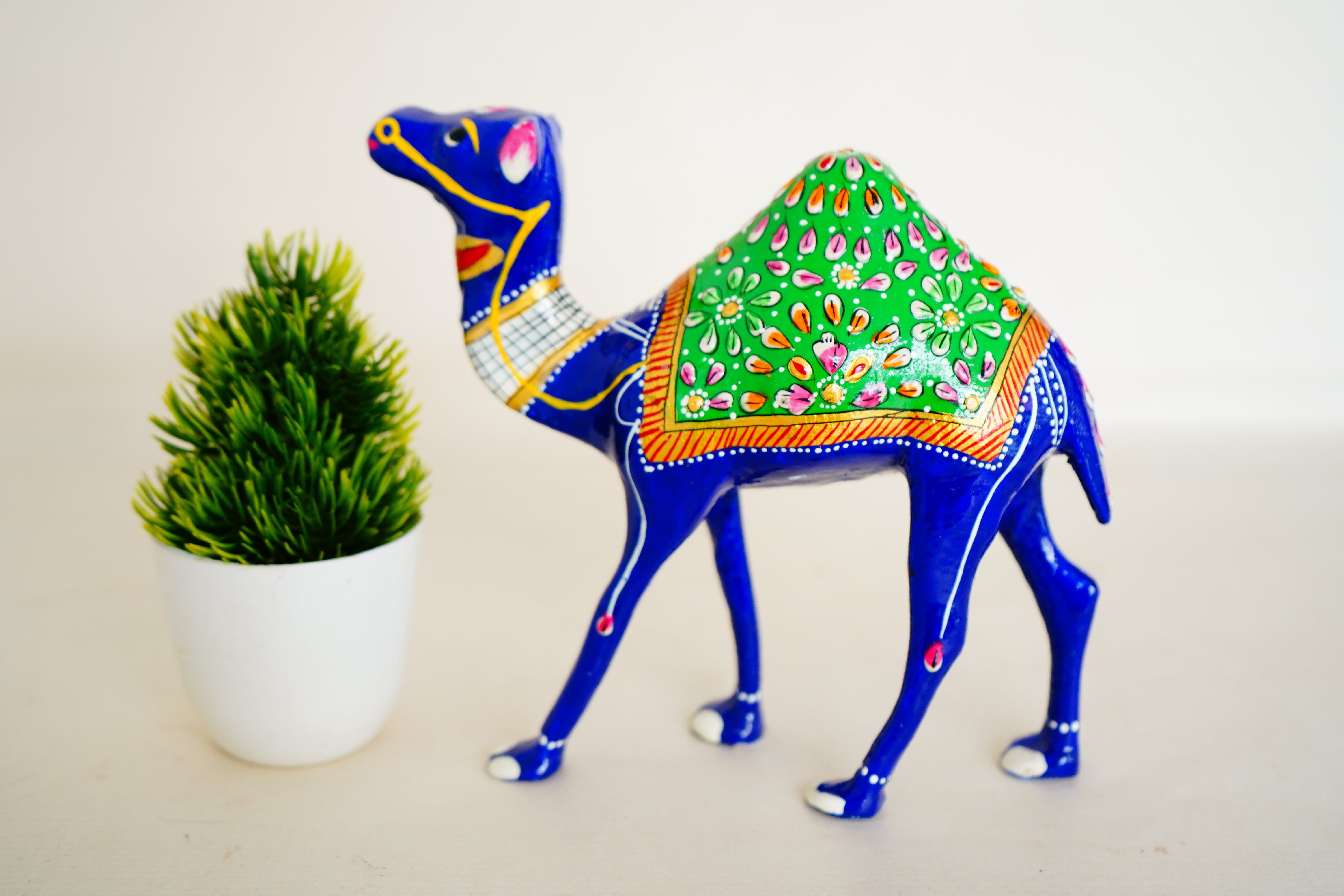 Elegant Handcrafted Meenakari Design Camel Statue Blue