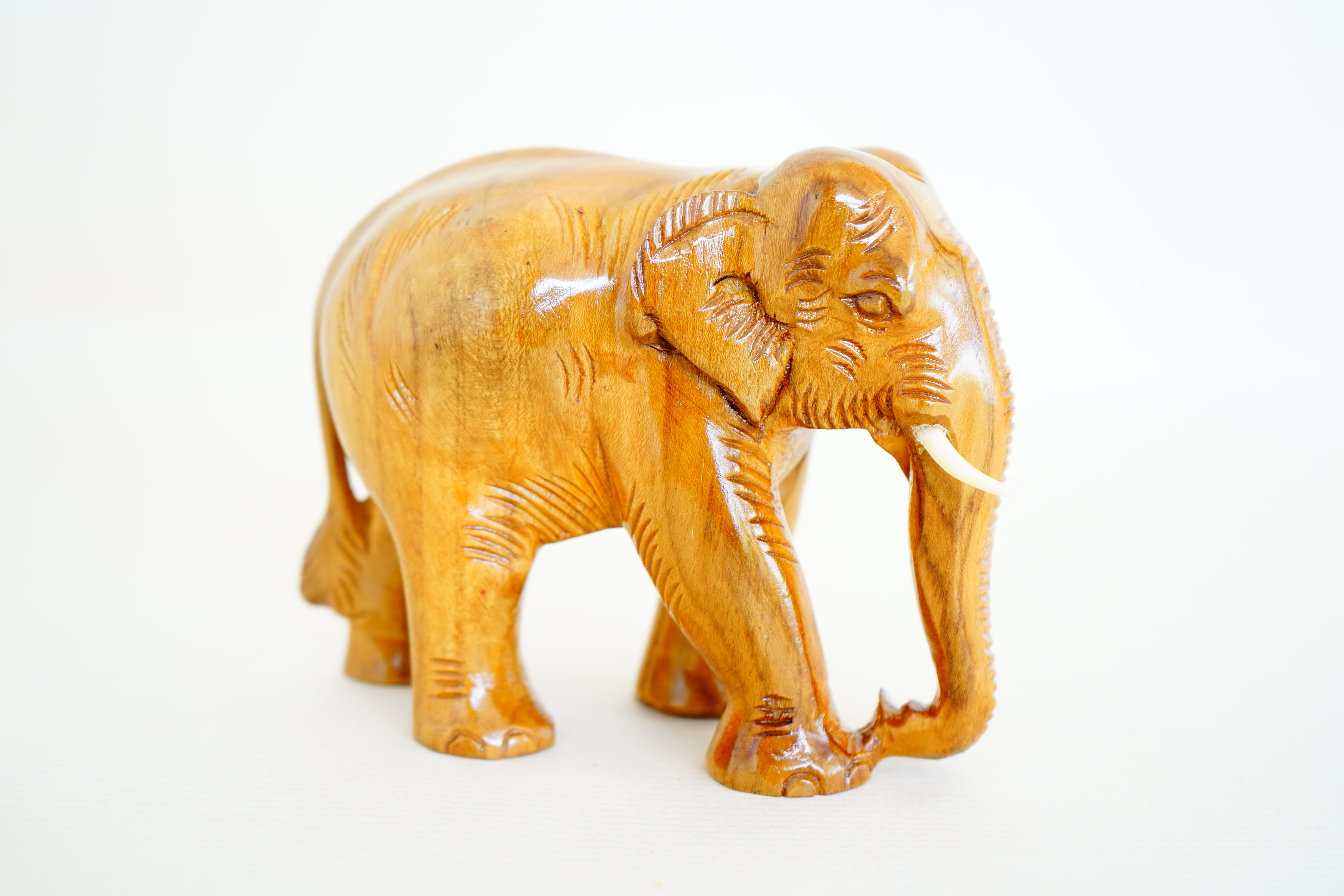 Handcrafted TeakWood Plain Elephant Sculpture - 4 Inch