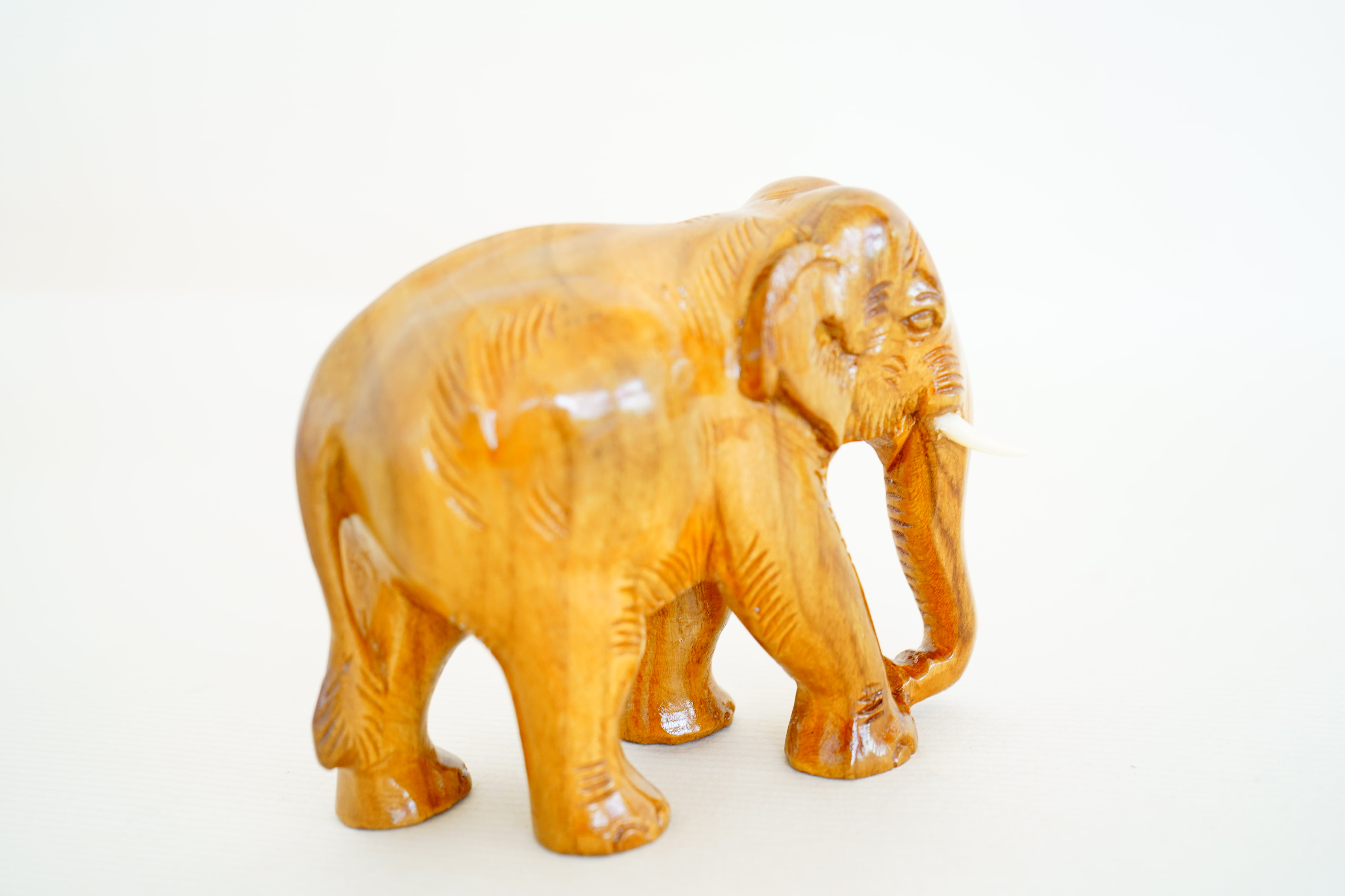 Handcrafted TeakWood Plain Elephant Sculpture - 4 Inch