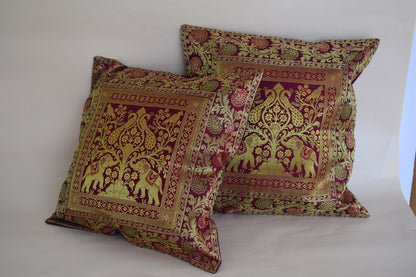 Banarasi Patchwork Pillow Covers with zari Work