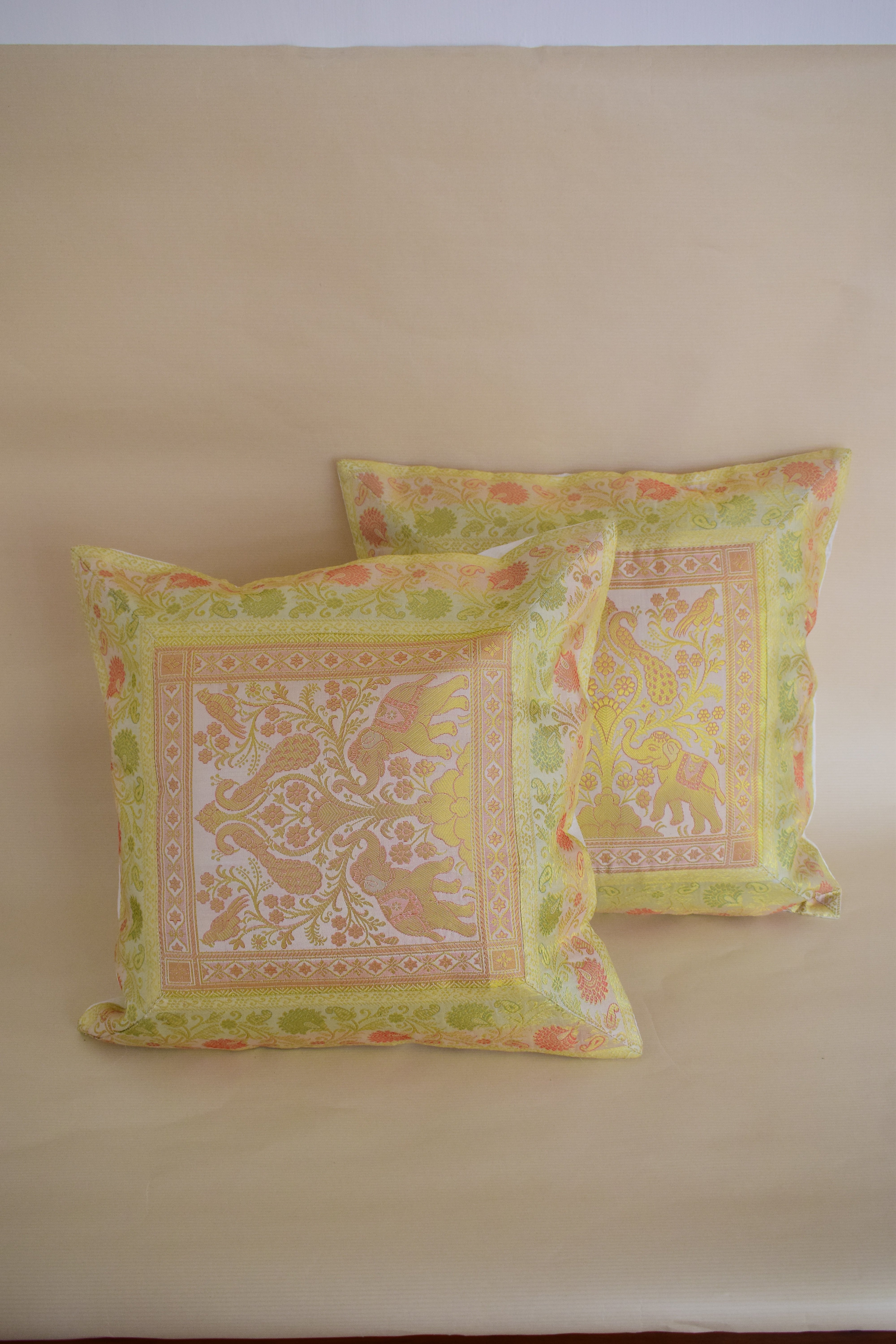 Banarasi Patchwork Pillow Covers with zari Work