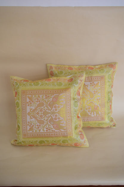 Banarasi Patchwork Pillow Covers with zari Work