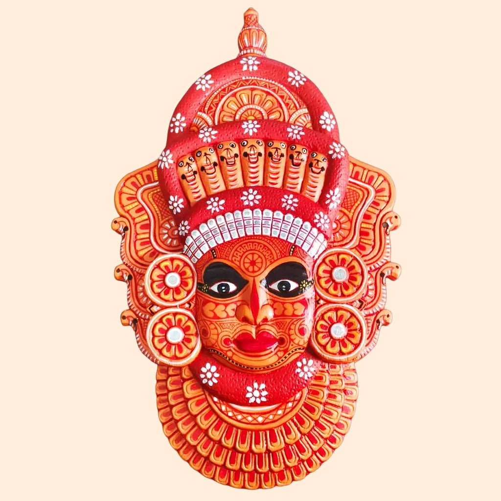 Vishnu Murthy Theyyam Wooden Mask – Authentic Kerala Folk Ritual Art - Culturati