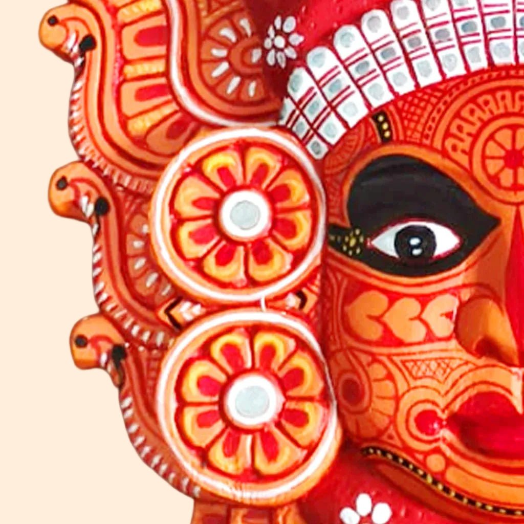 Vishnu Murthy Theyyam Wooden Mask – Authentic Kerala Folk Ritual Art - Culturati