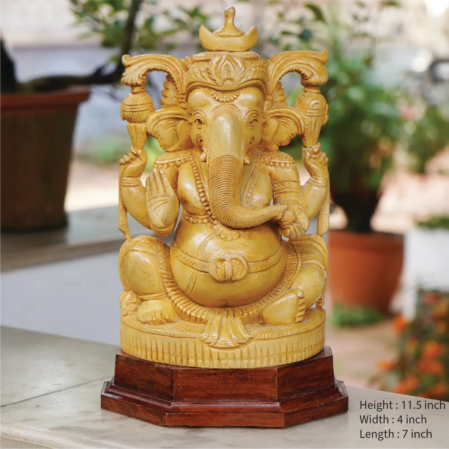 Handcrafted Ganesha Idol-White Wood