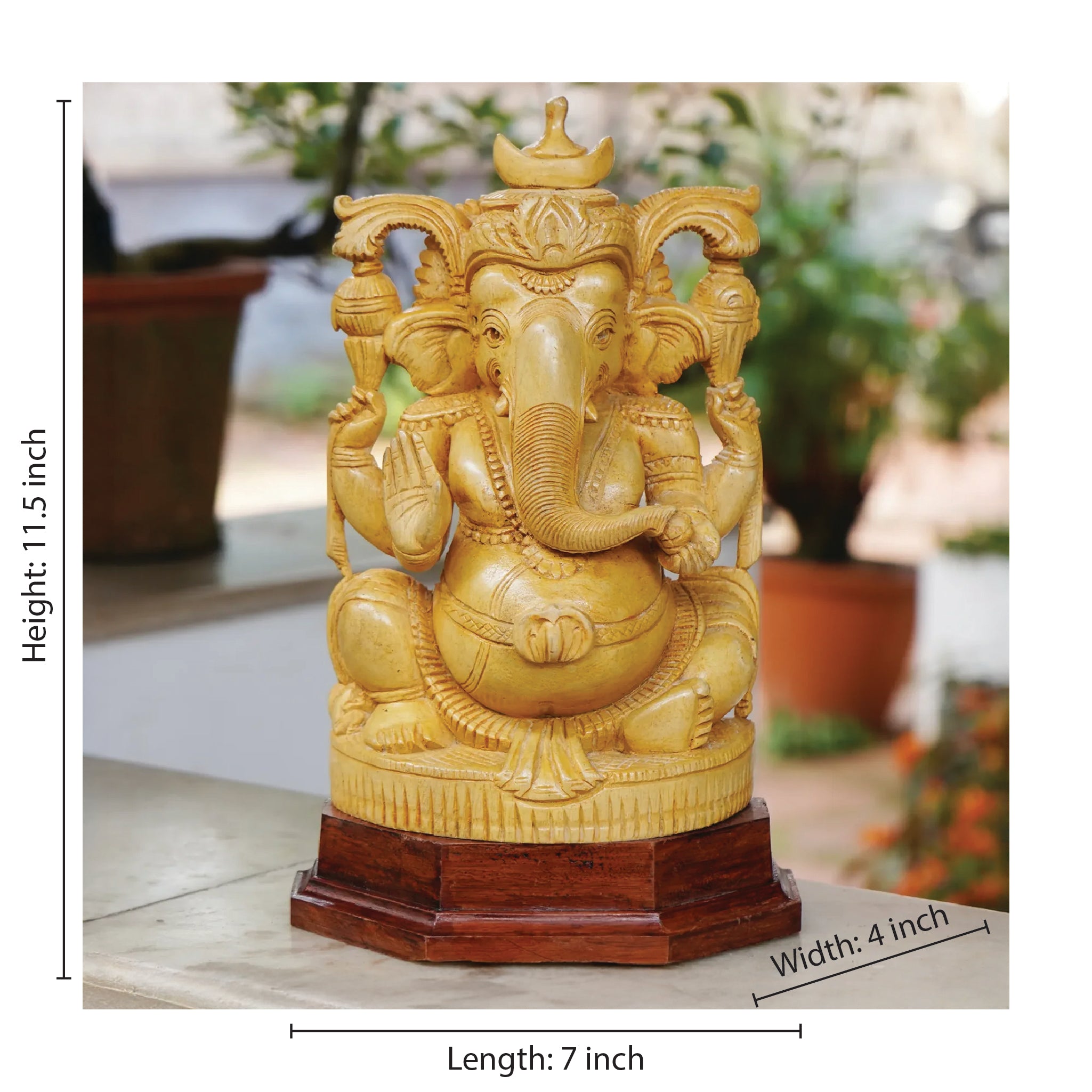 Handcrafted Ganesha Idol-White Wood