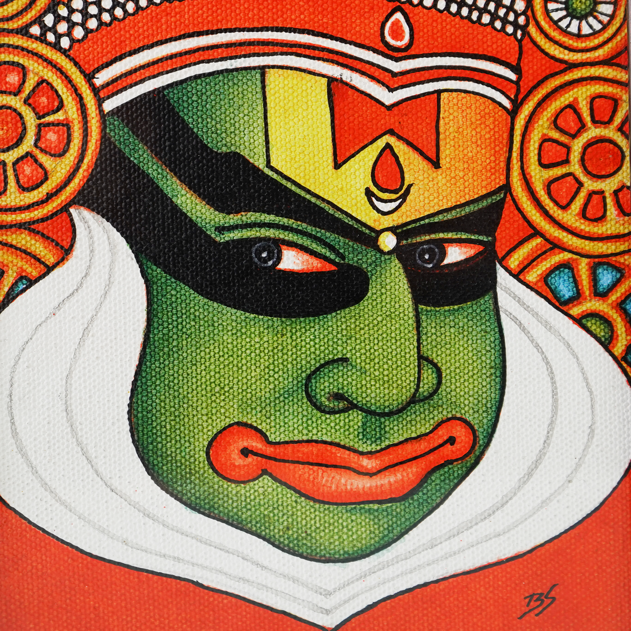 Handcrafted Vibrant Kathakali Frame – Traditional Kerala Mural Table Top Decor