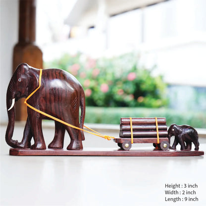 Handcrafted Rose Wood Elephant Cart