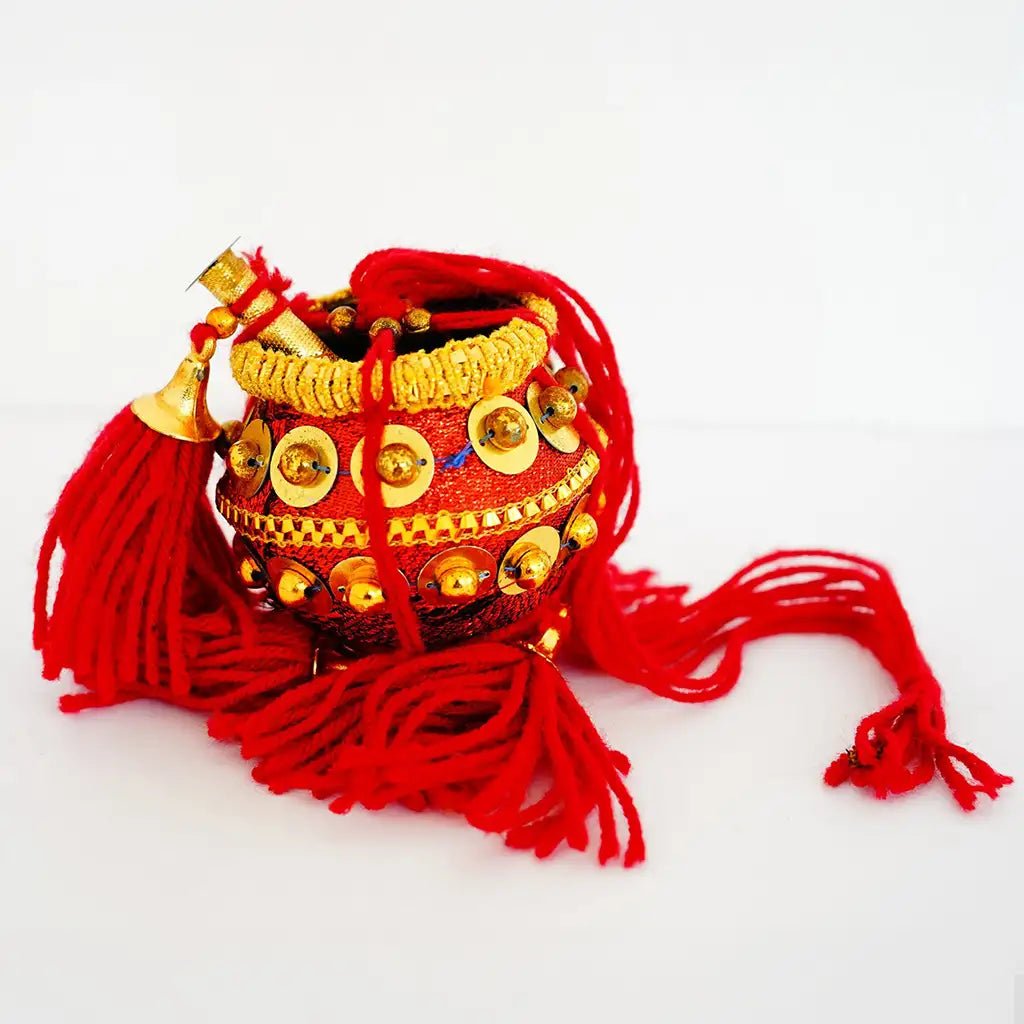 Lord Krishna's Vennaikuddam (Decorative Pot) with Flute Hanging (Pack of 2) - Culturati