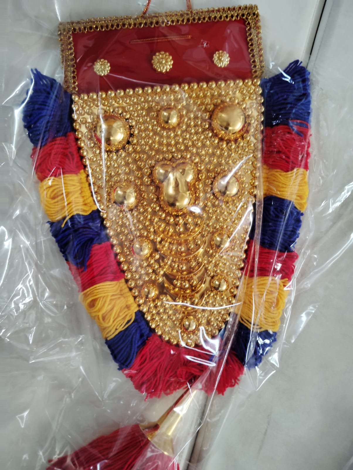 Traditional Kerala Nettipattam-Blue, Red and Yellow(30 Inch)