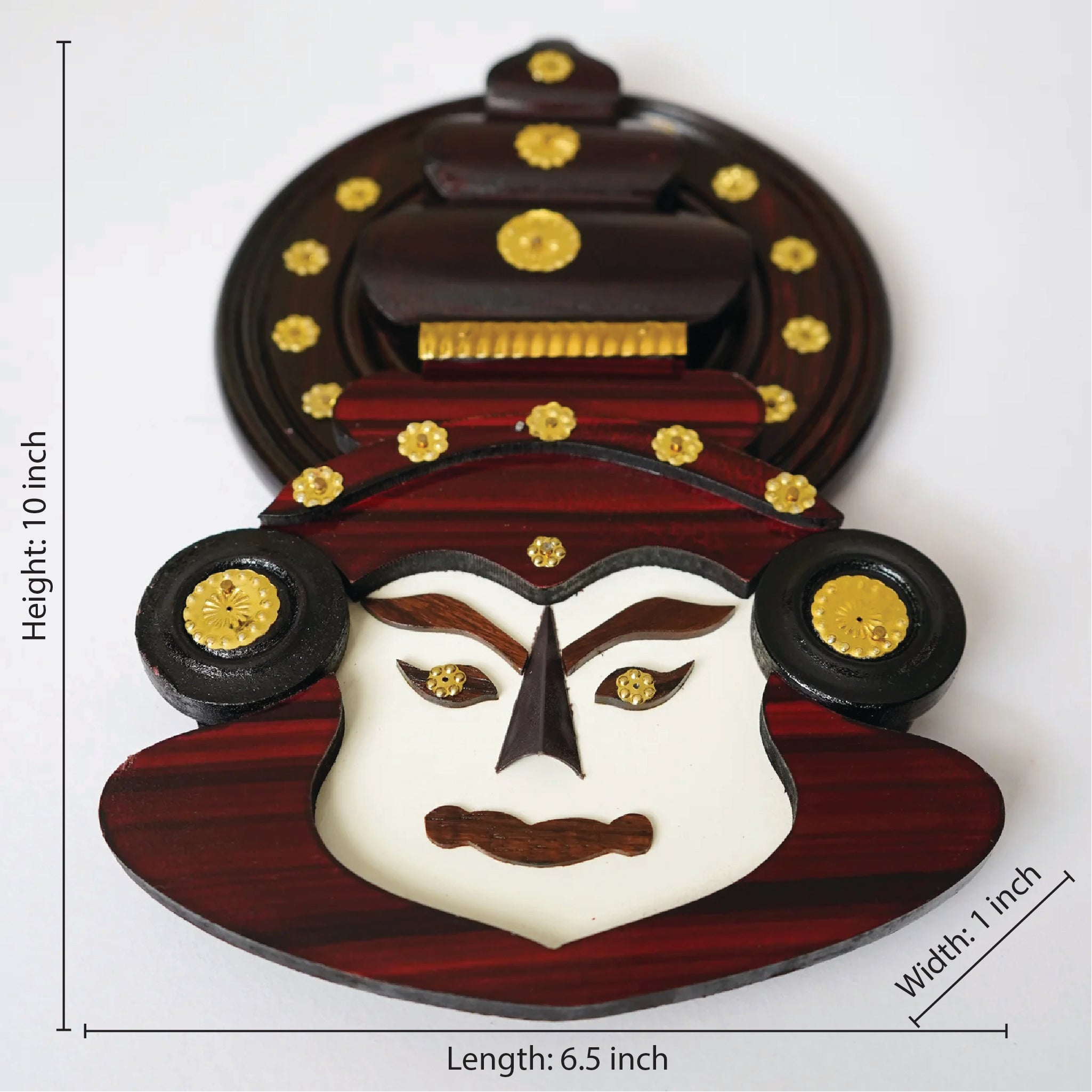 Handcrafted Wooden Kathakali With Brass Accents