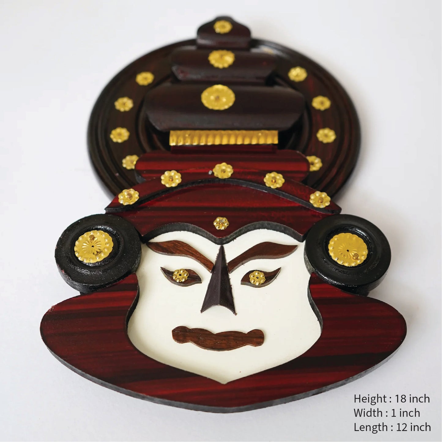 Handcrafted Wooden Kathakali With Brass Accents