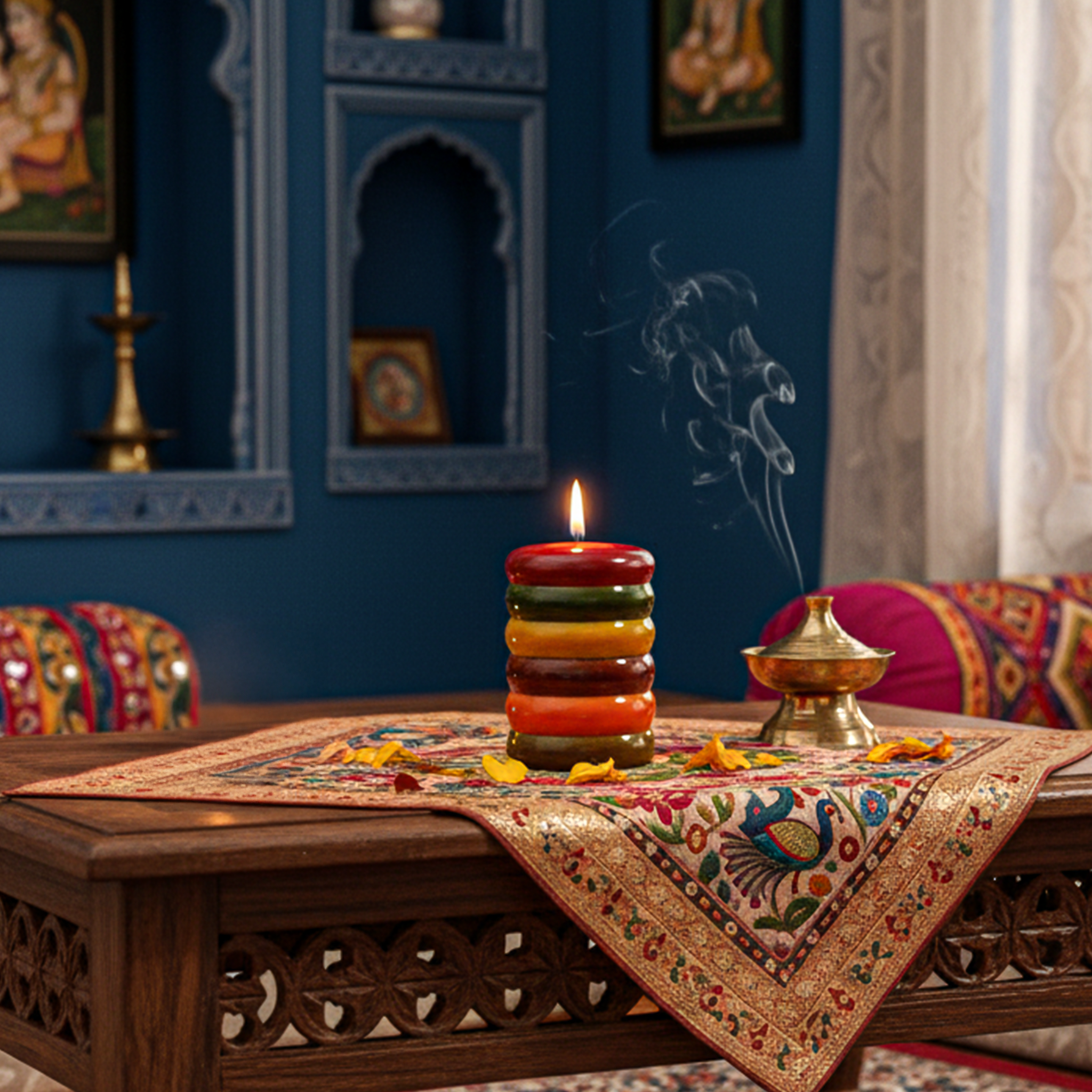 Handcrafted Etikoppaka Wooden Ganesha Idol with Light Spiral Candle holder| Diwali Gift